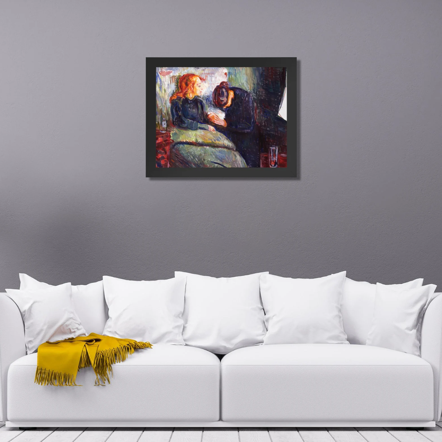 The Sick Child by Edvard Munch, framed canvas