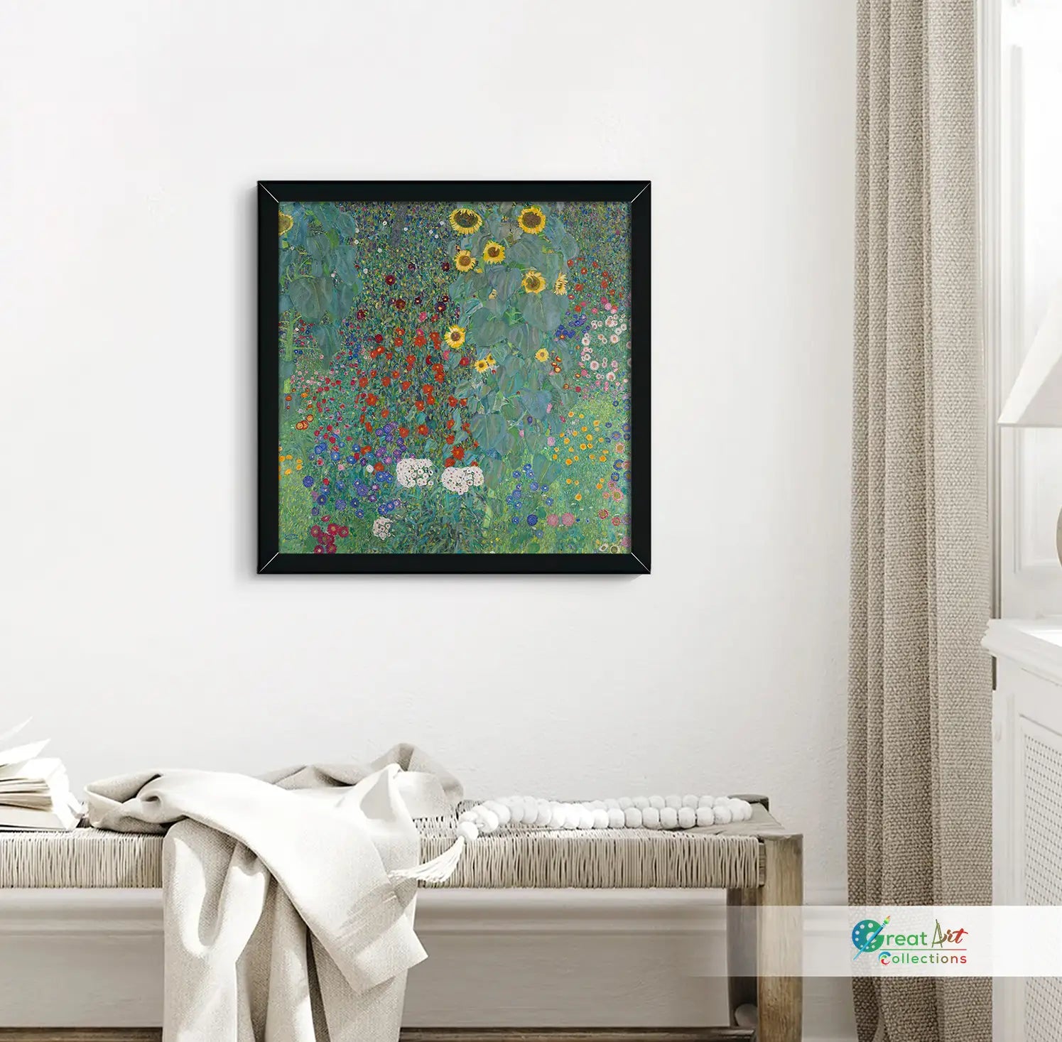 Cottage garden with sunflowers painting by Gustav Klimt artworks