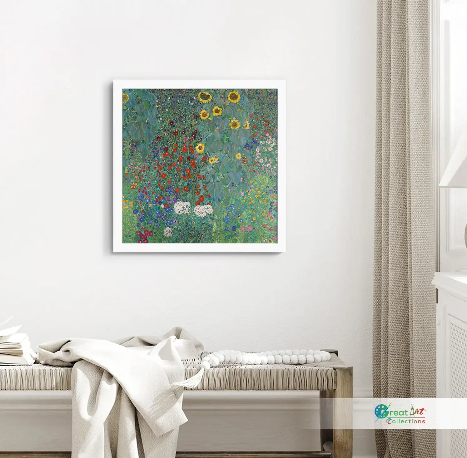 Cottage garden with sunflowers painting by Gustav Klimt artworks