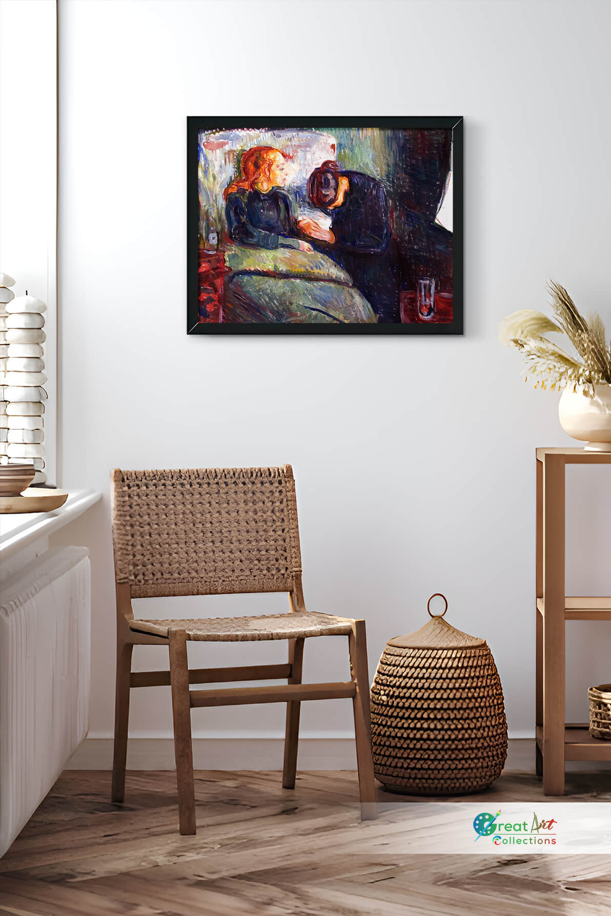 The Sick Child by Edvard Munch, framed canvas