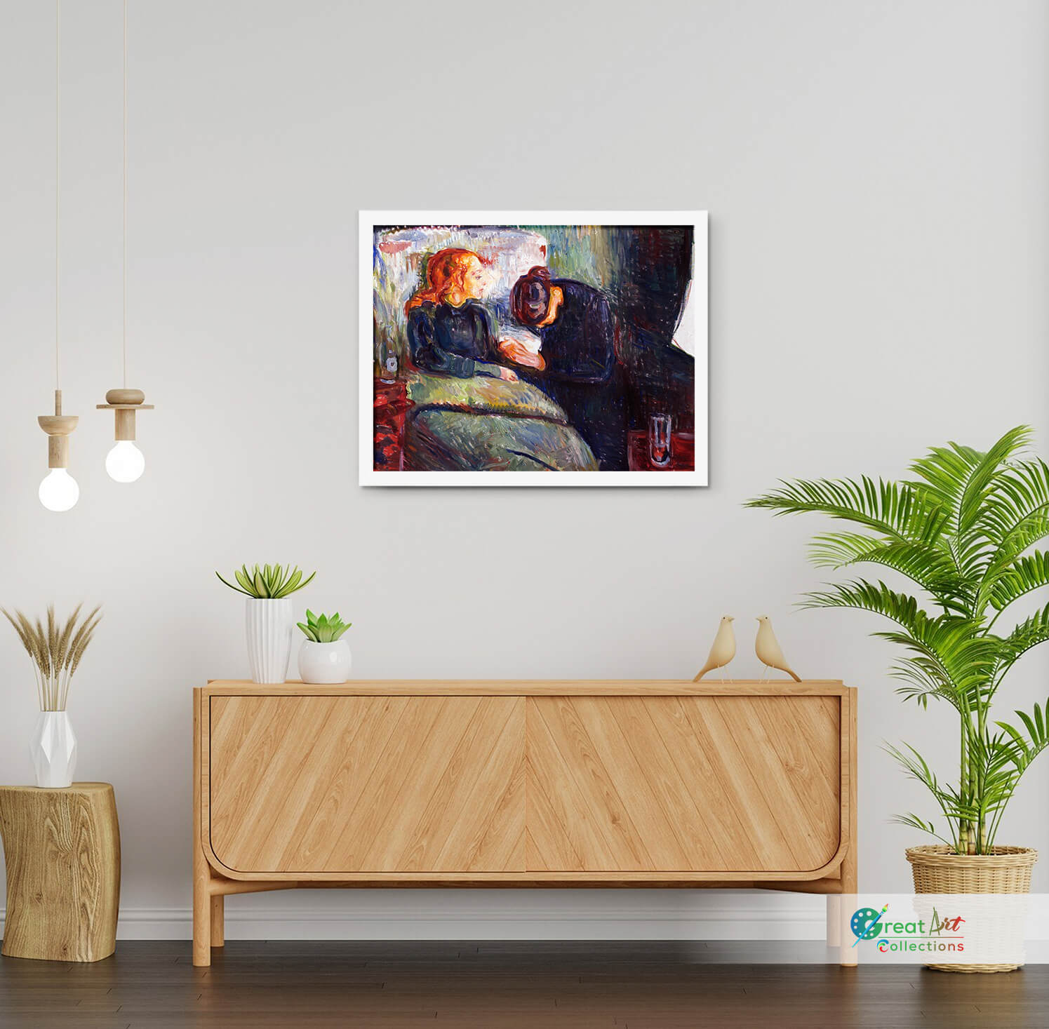 The Sick Child by Edvard Munch, framed canvas