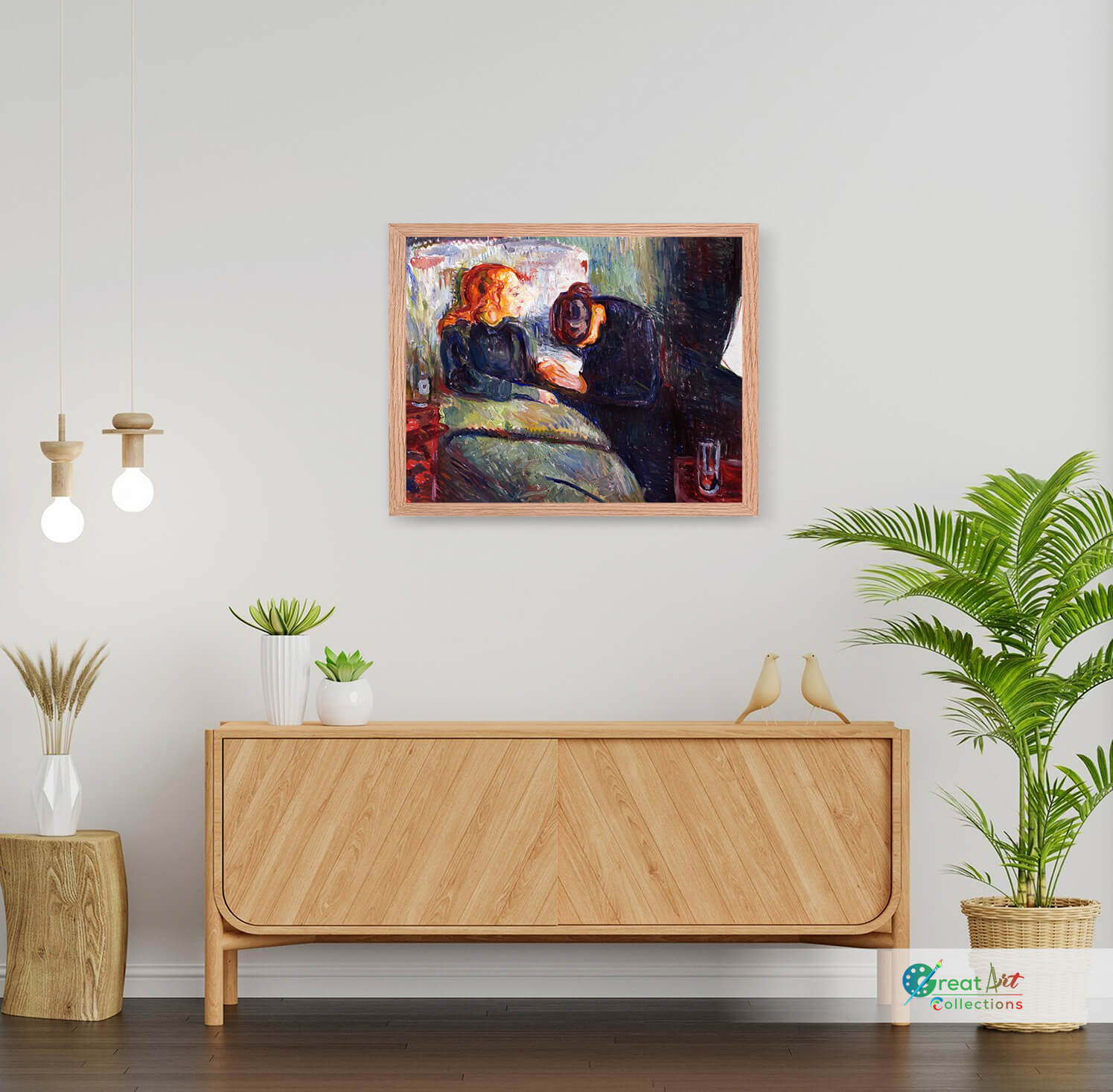 The Sick Child by Edvard Munch, framed canvas