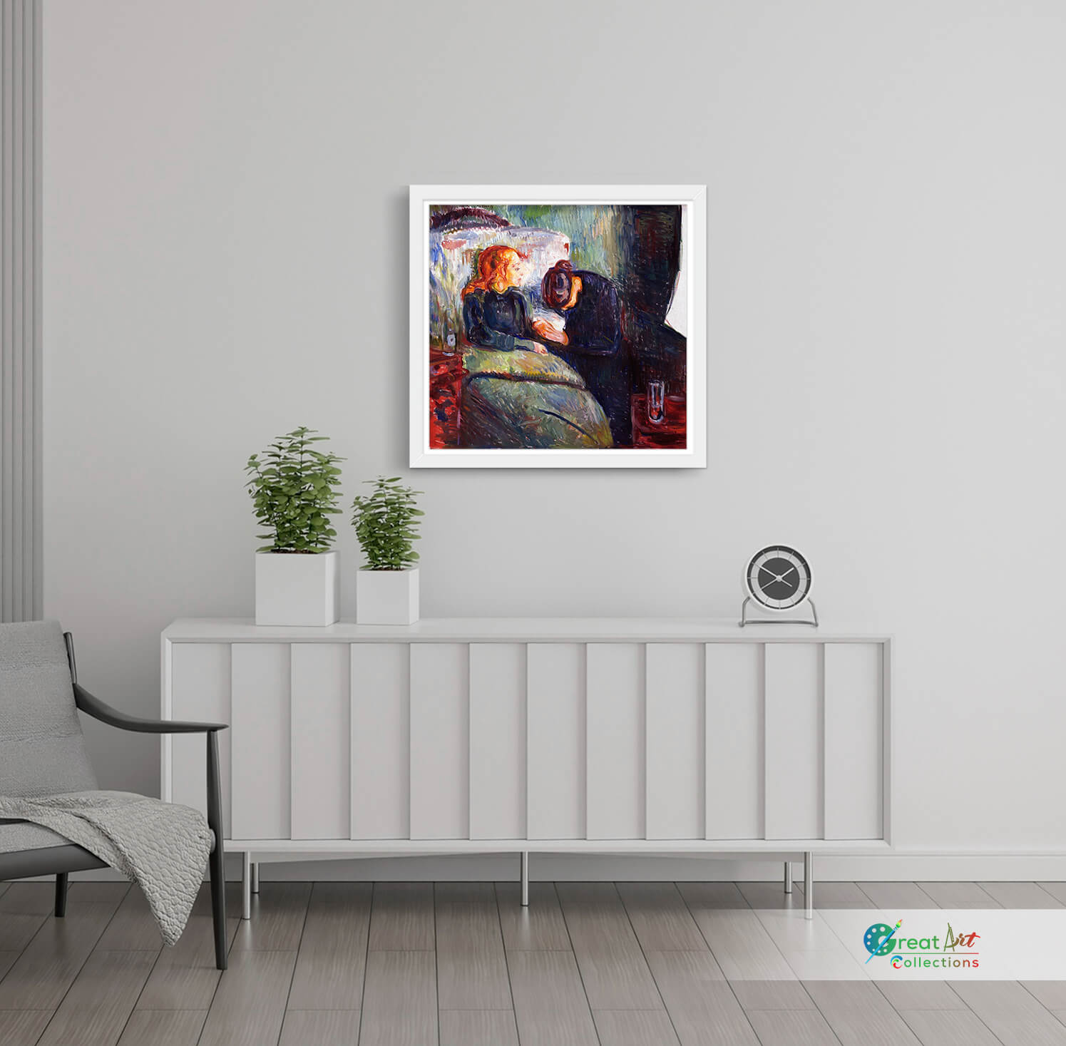 The Sick Child by Edvard Munch, framed canvas