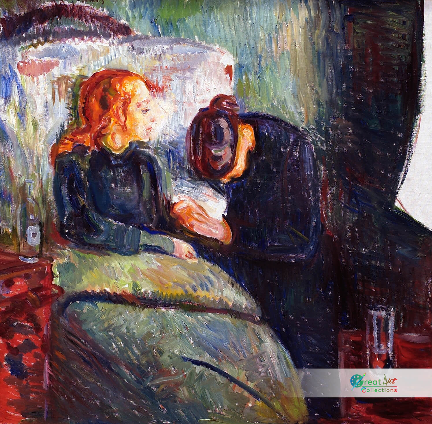The Sick Child by Edvard Munch, framed canvas