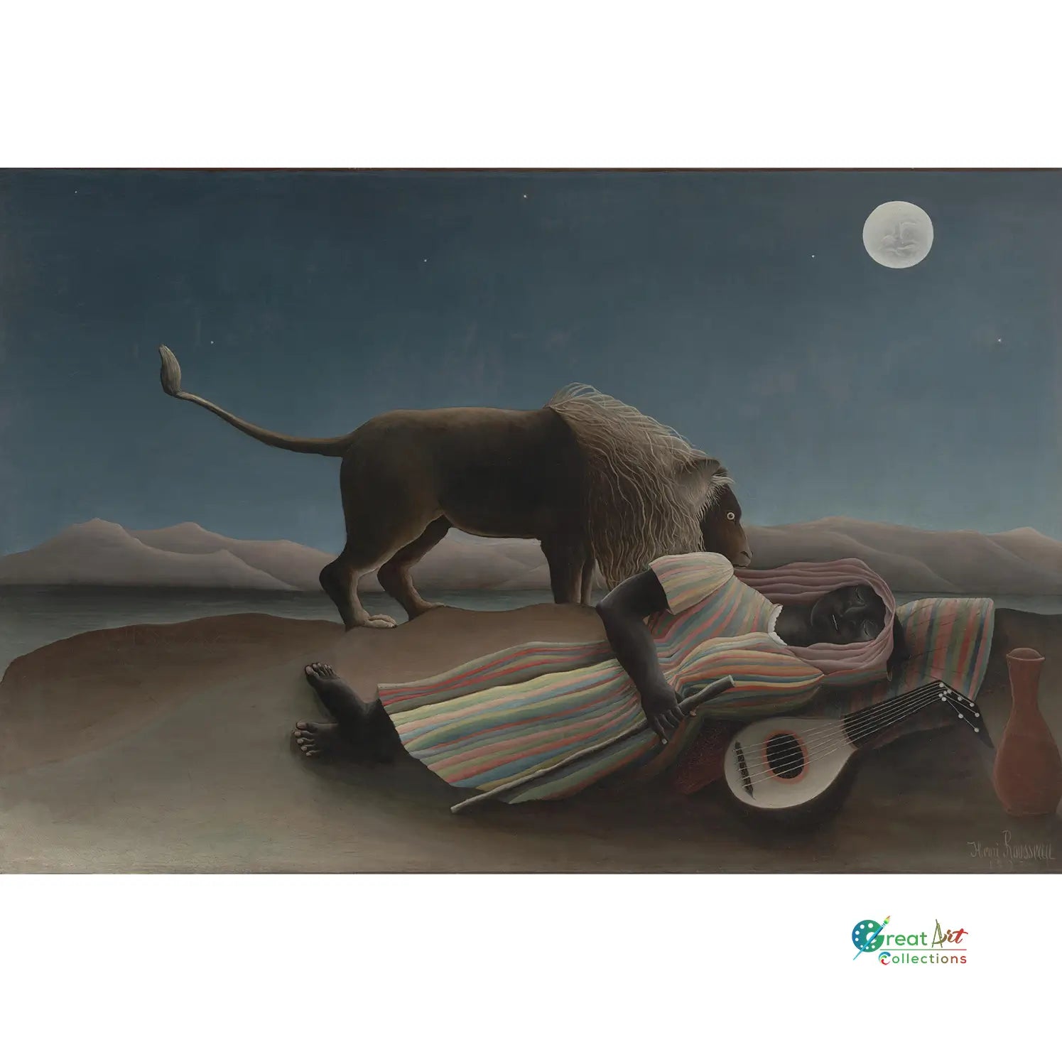 sleeping gypsy painting by henri rousseau