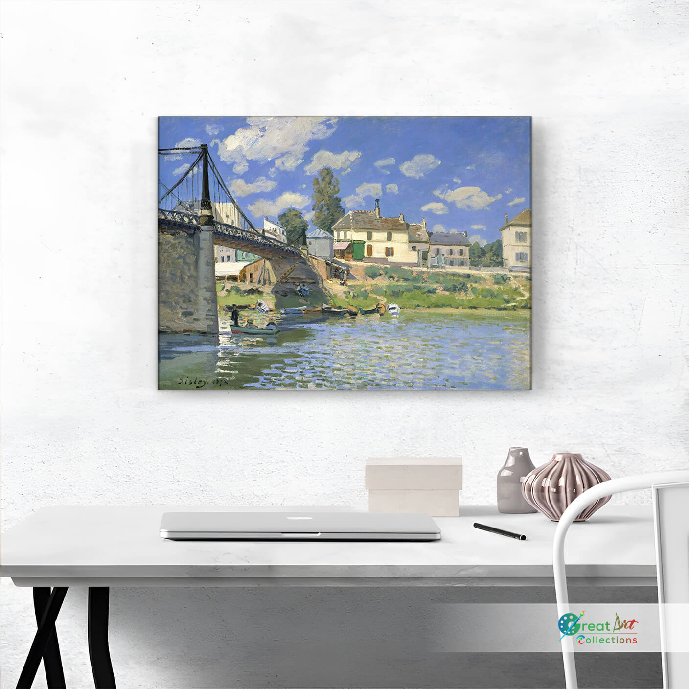 The Bridge at Villeneuve-la-Garenne by Alfred Sisley canvas wall art