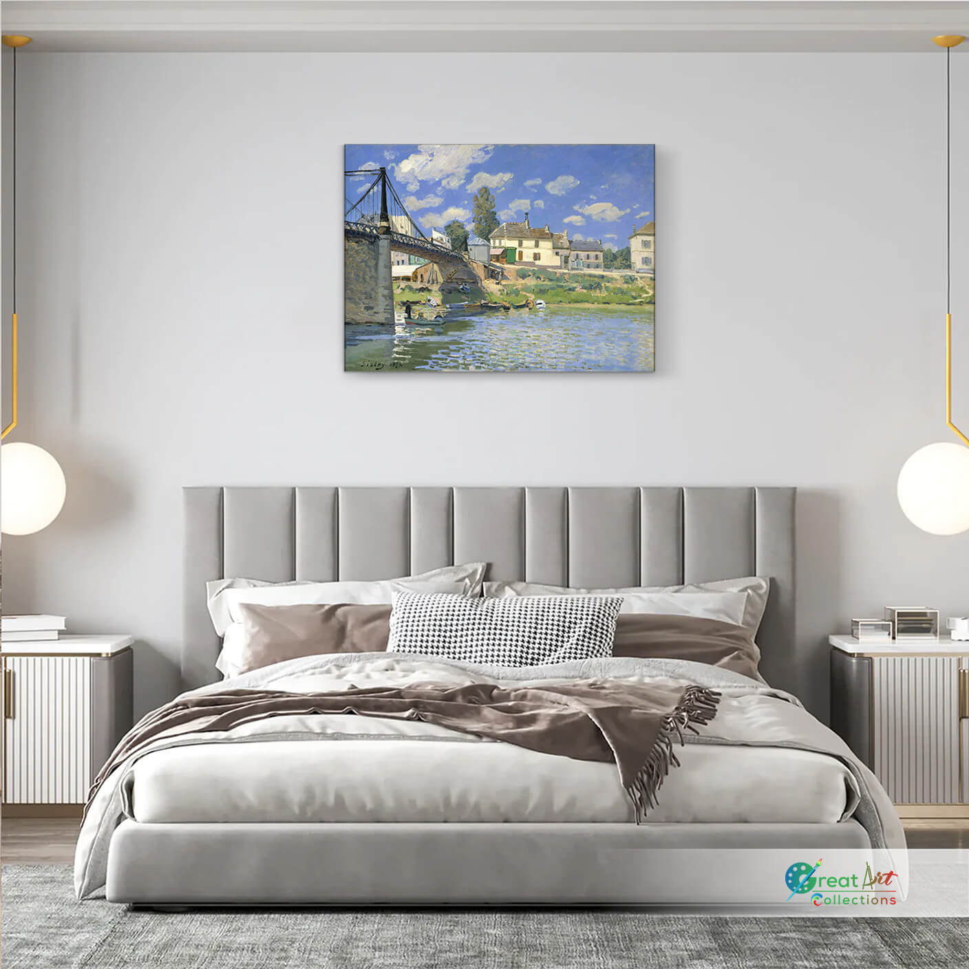 The Bridge at Villeneuve-la-Garenne by Alfred Sisley canvas wall art