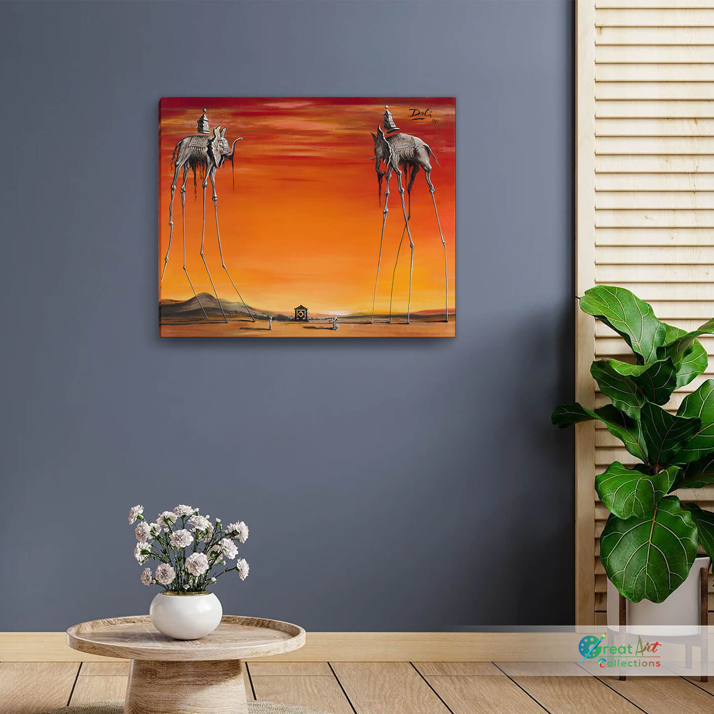 The Elephants by Salvador Dalí framed canvas wall art