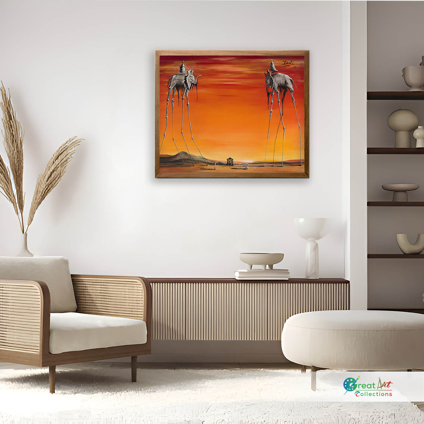 The Elephants by Salvador Dalí framed canvas wall art