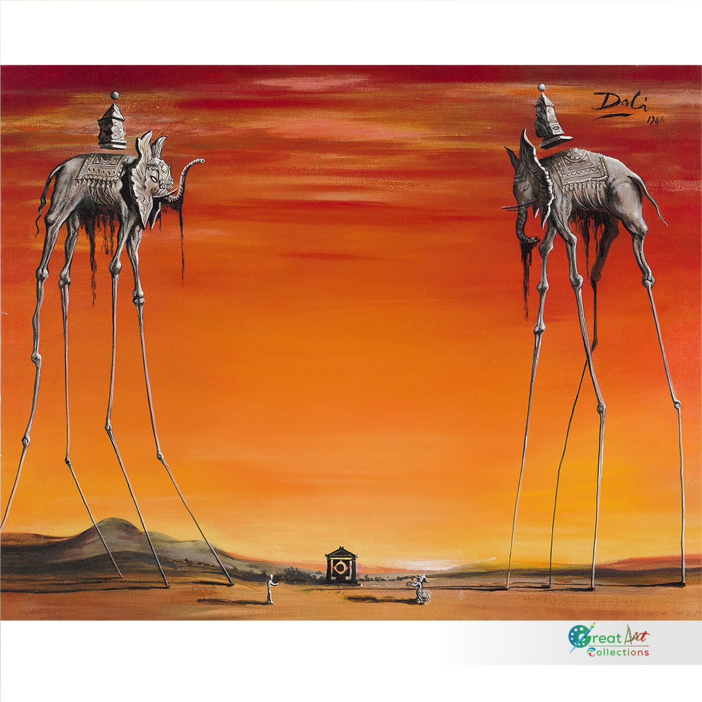 The Elephants by Salvador Dalí framed canvas wall art