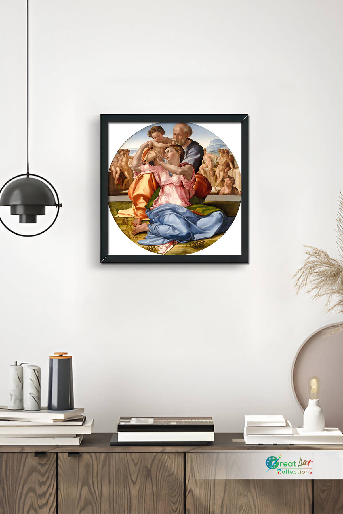 Tondo Doni by Michelangelo, framed canvas