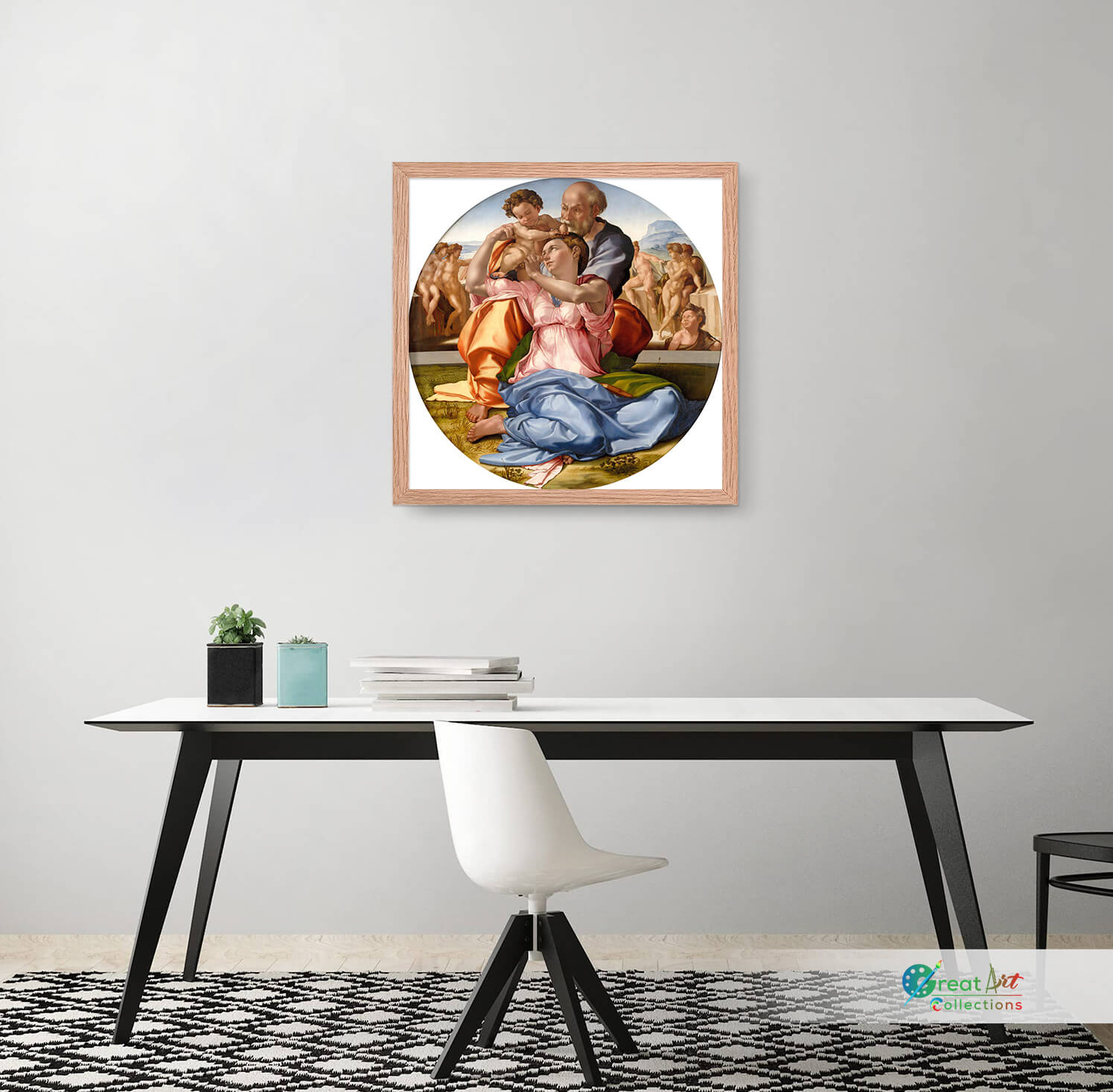 Tondo Doni by Michelangelo, framed canvas