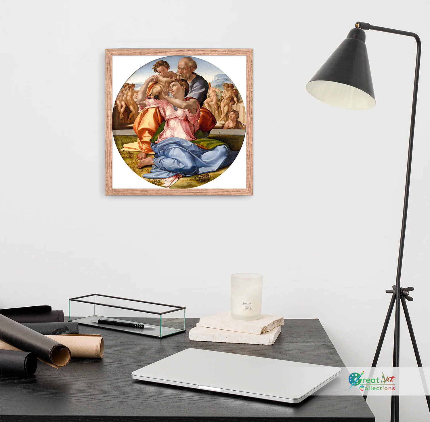 Tondo Doni by Michelangelo, framed canvas