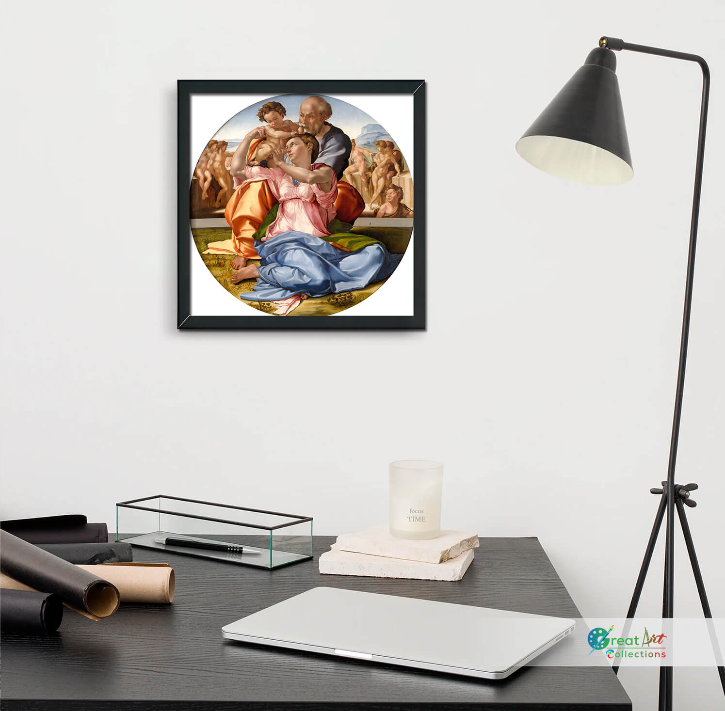 Tondo Doni by Michelangelo, framed canvas
