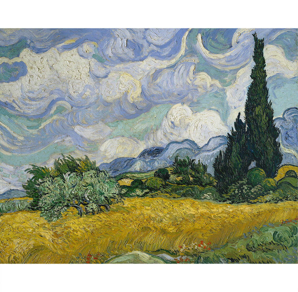 Wheat Field with Cypresses, Van Gogh canvas