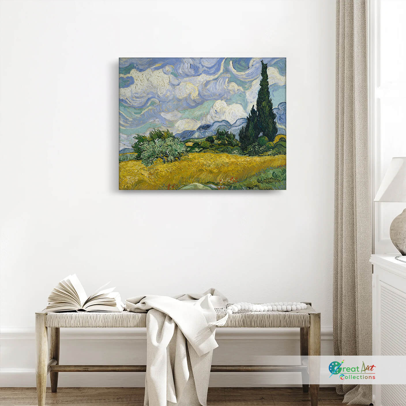 Wheat Field with Cypresses, Van Gogh canvas