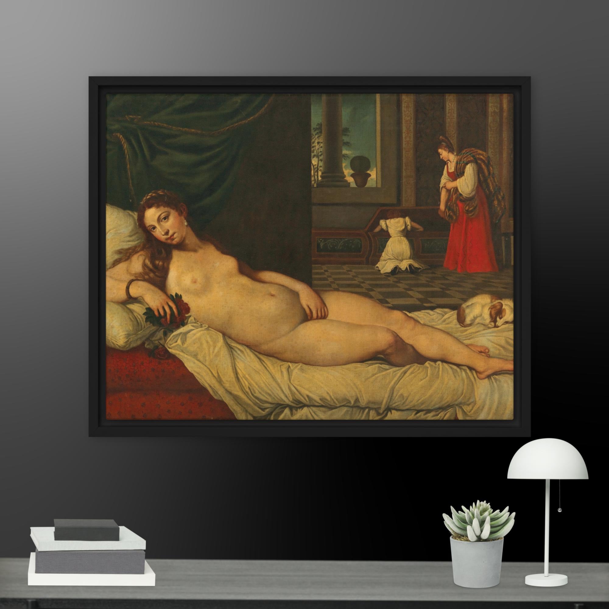 Venus of Urbino art by Titian Framed canvas Print