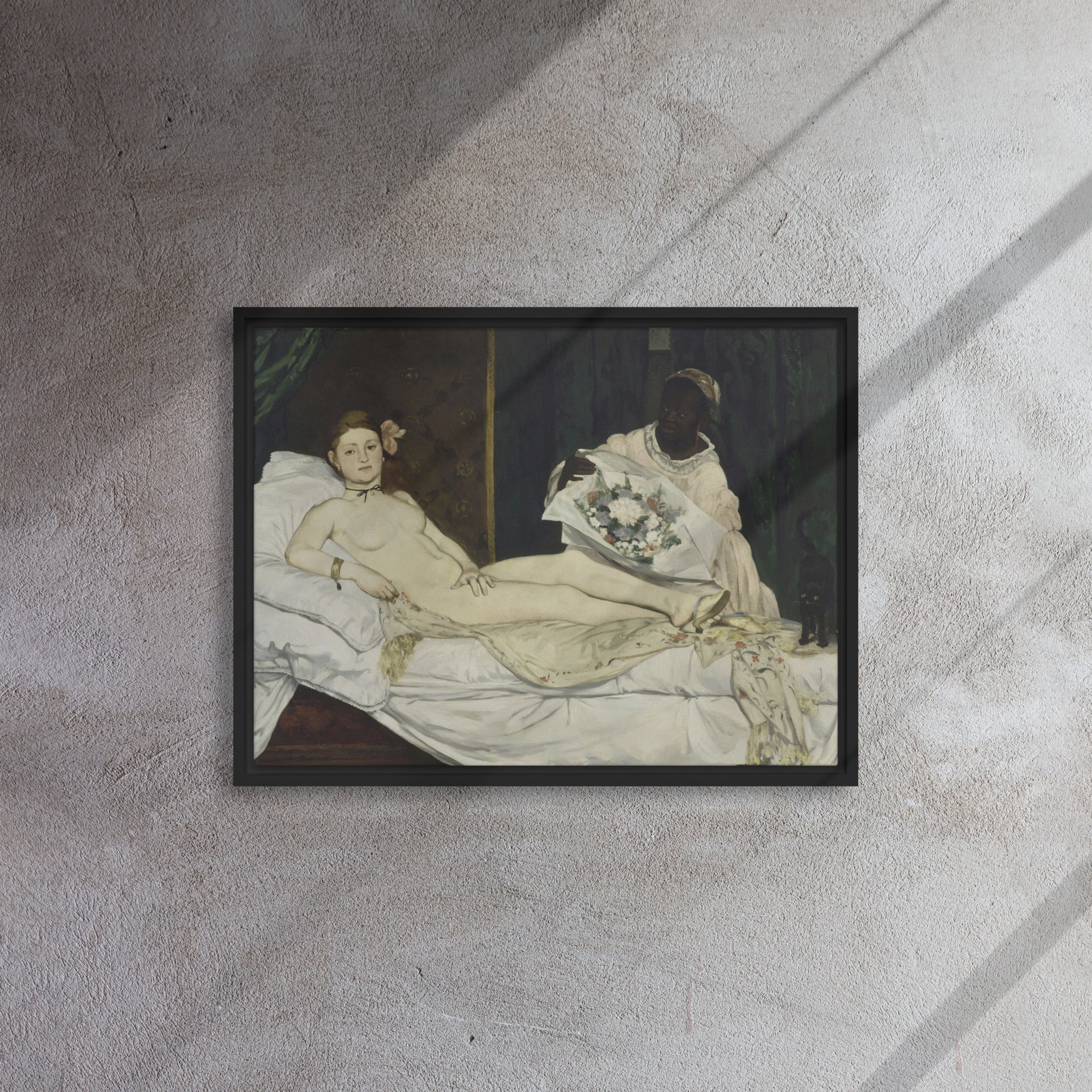 Olympia art by Édouard Manet Framed Canvas Print