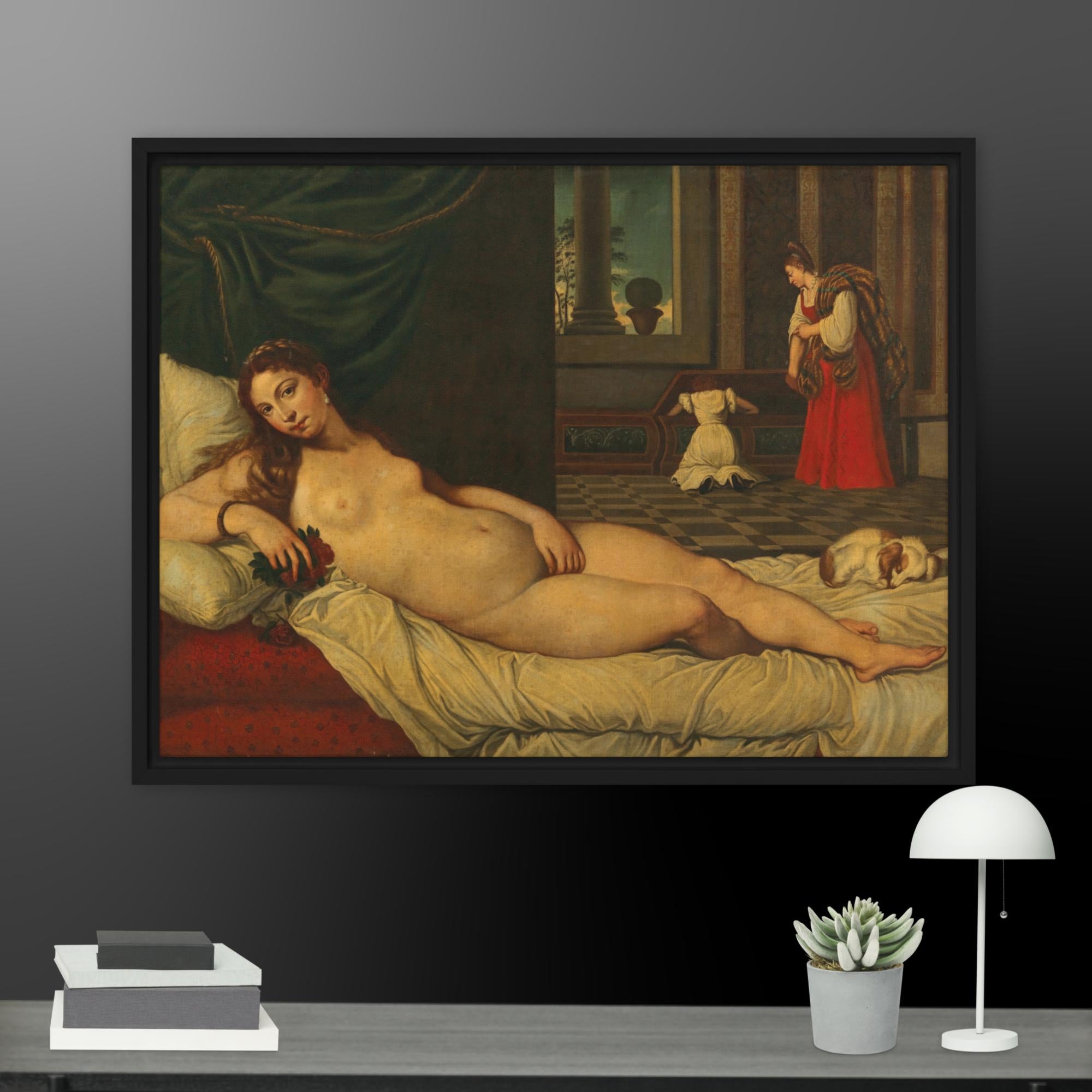 Venus of Urbino art by Titian Framed canvas Print