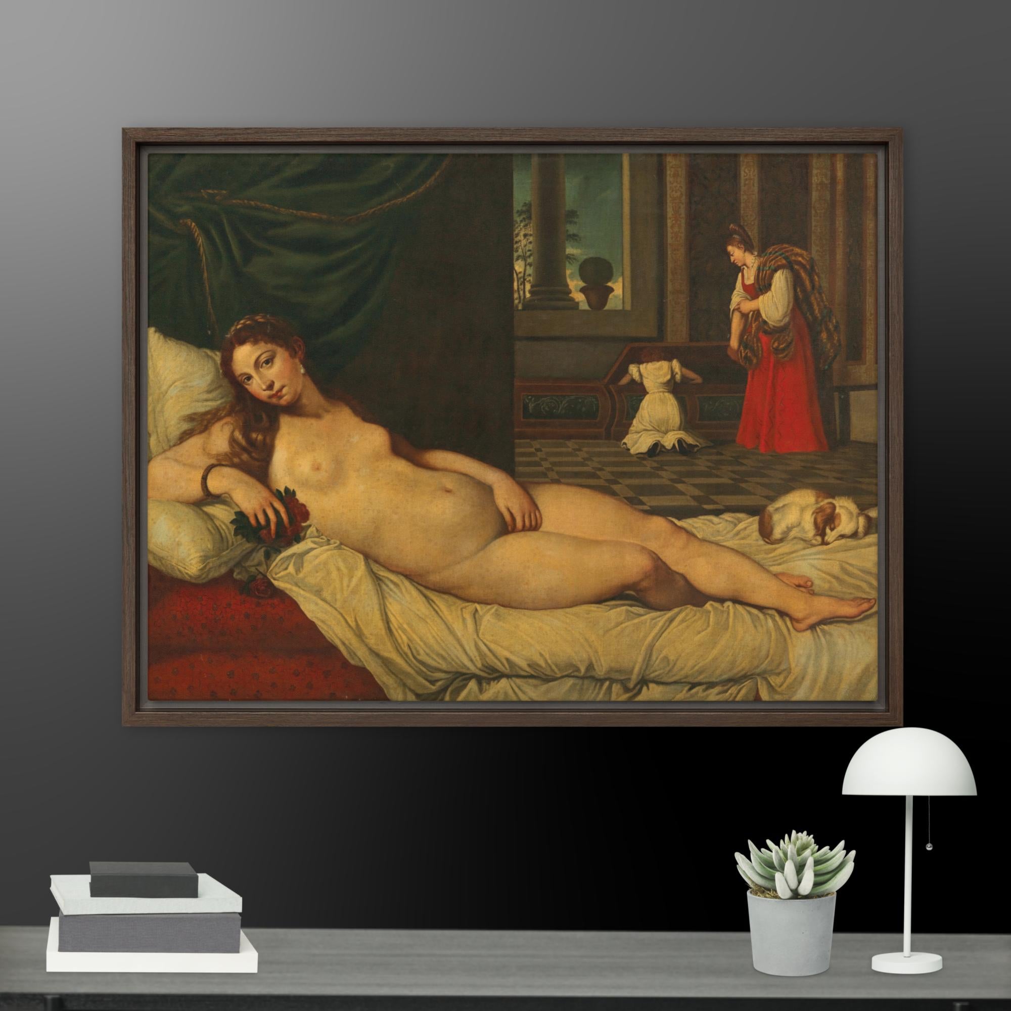 Venus of Urbino art by Titian Framed canvas Print