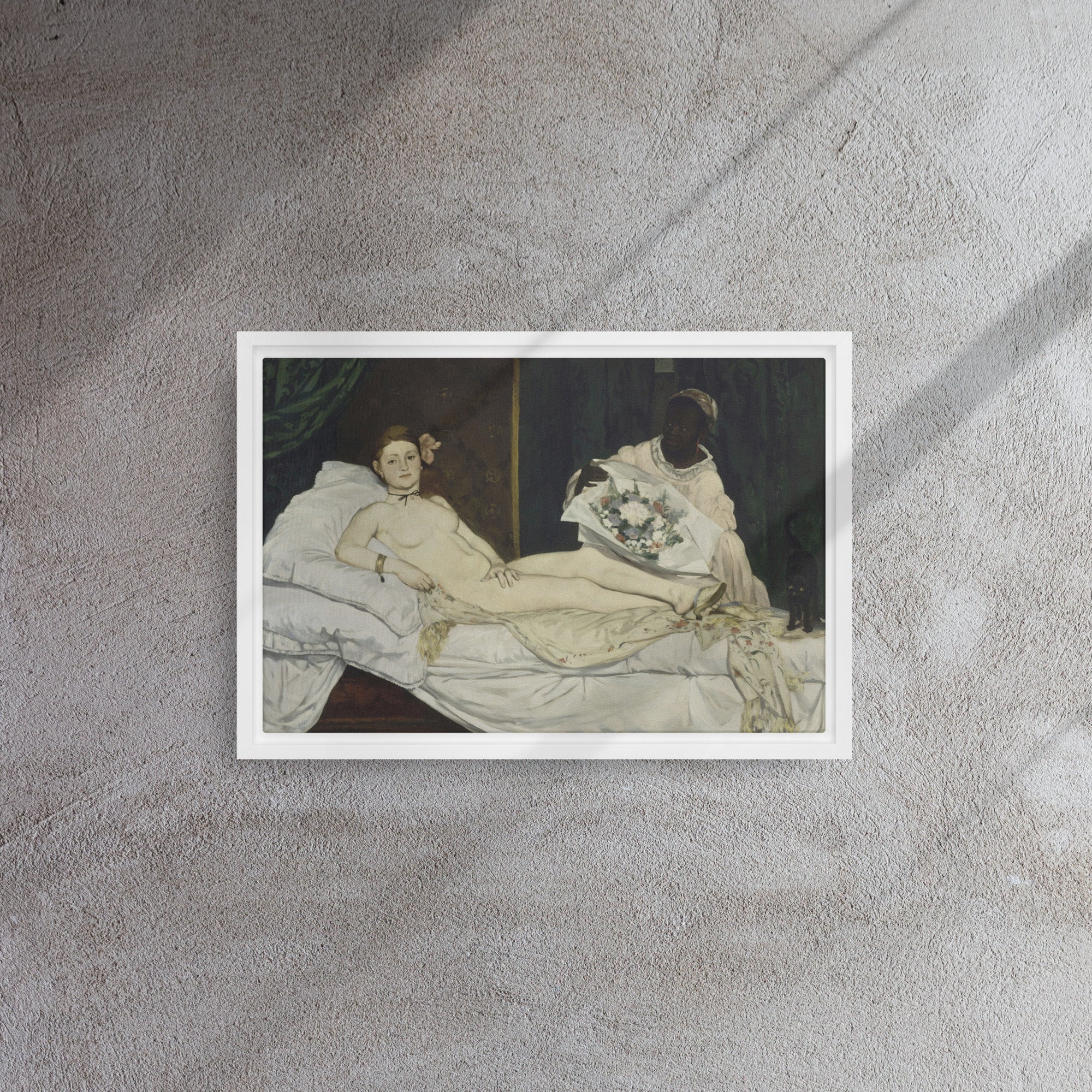 Olympia art by Édouard Manet Framed Canvas Print