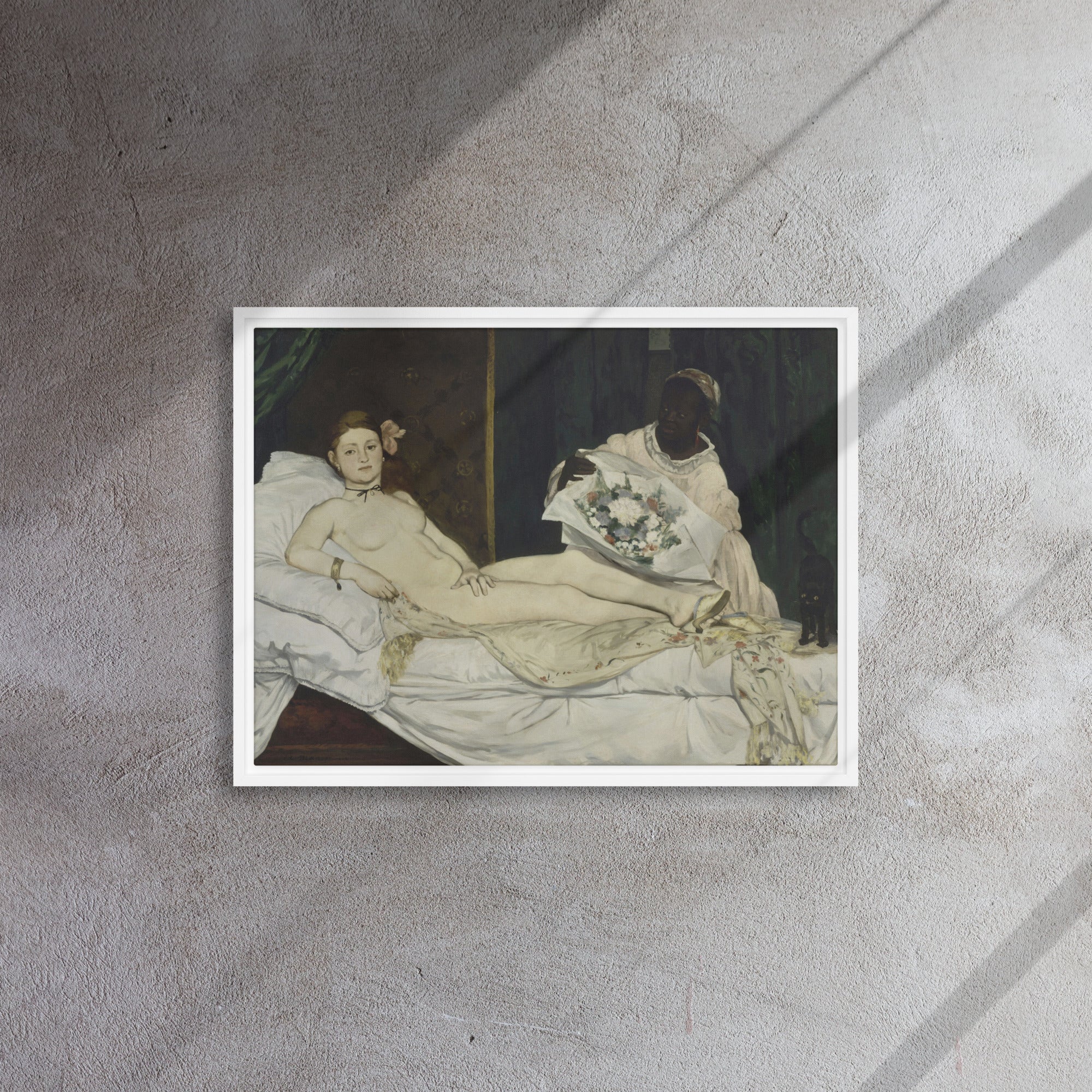 Olympia art by Édouard Manet Framed Canvas Print