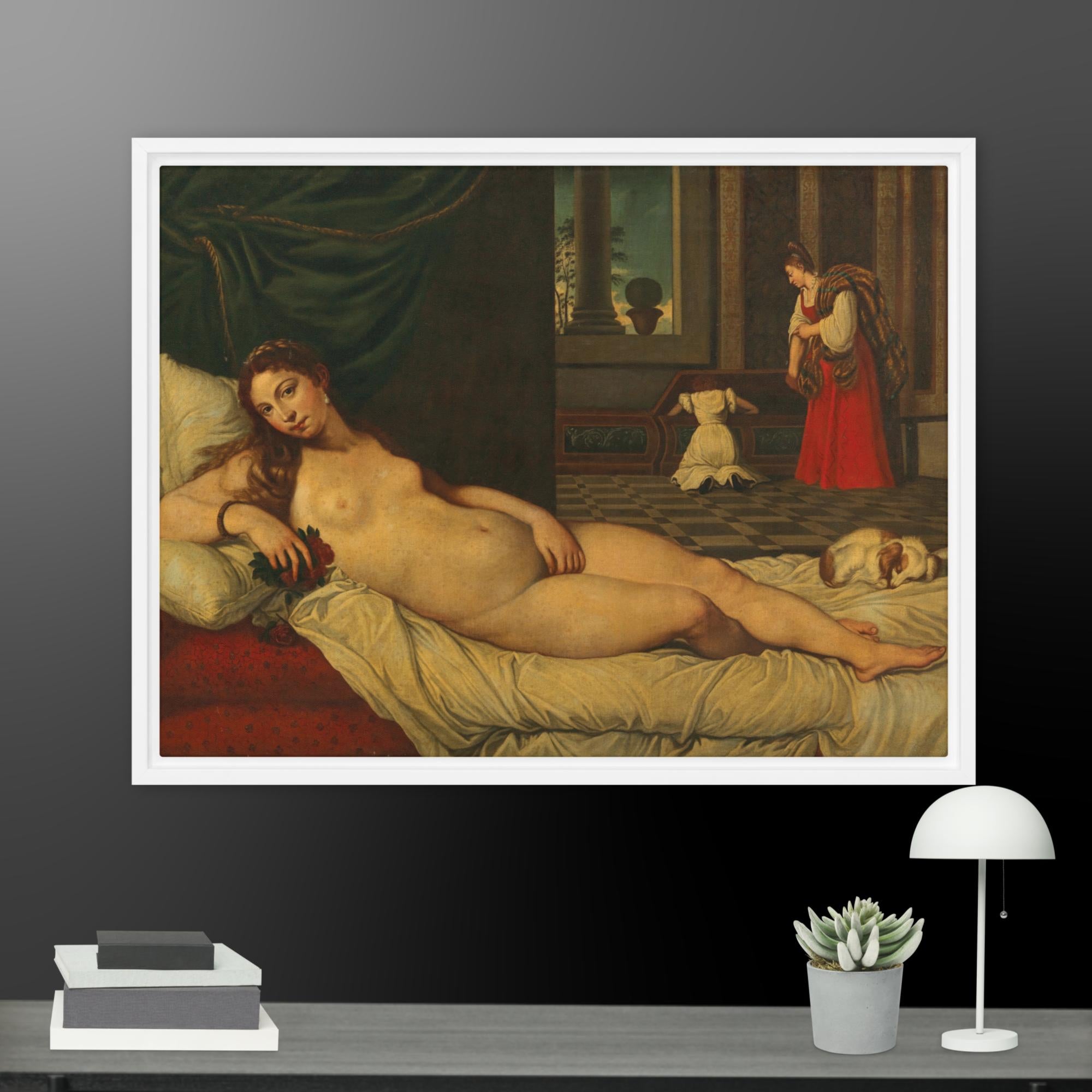 Venus of Urbino art by Titian Framed canvas Print