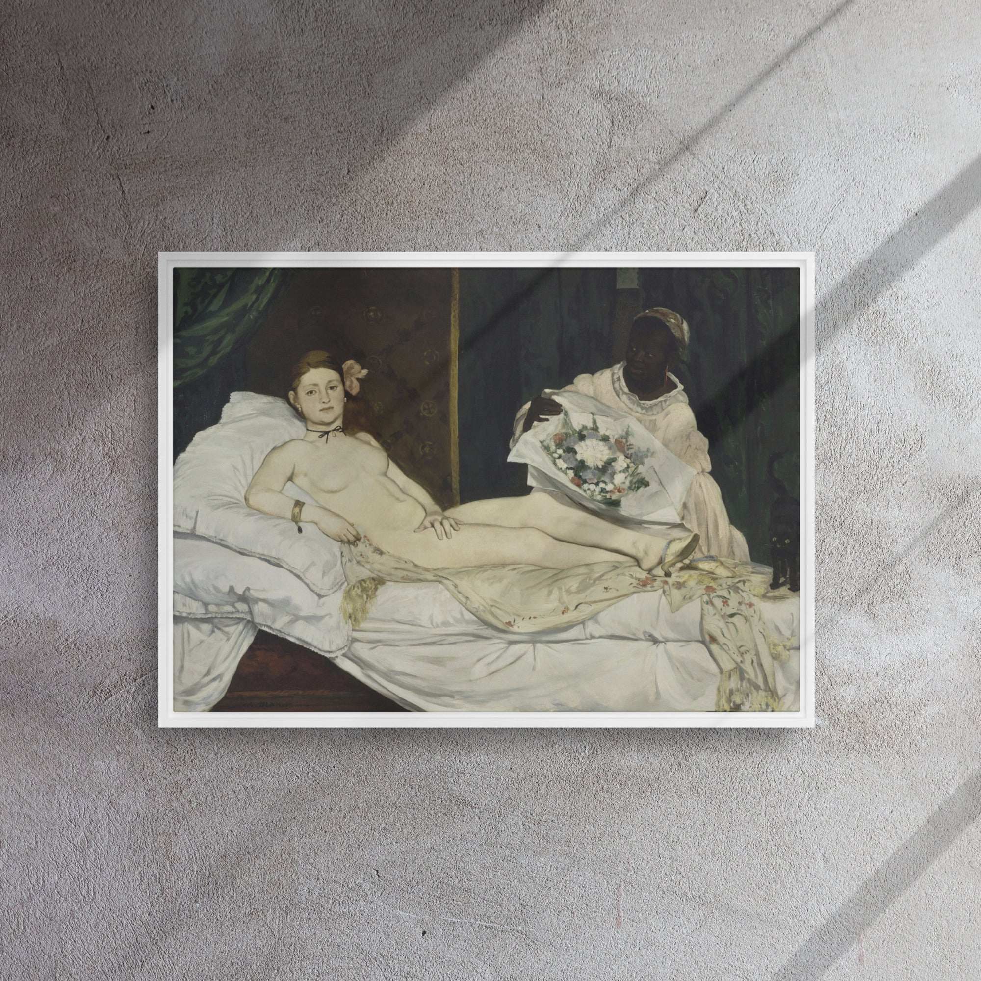 Olympia art by Édouard Manet Framed Canvas Print