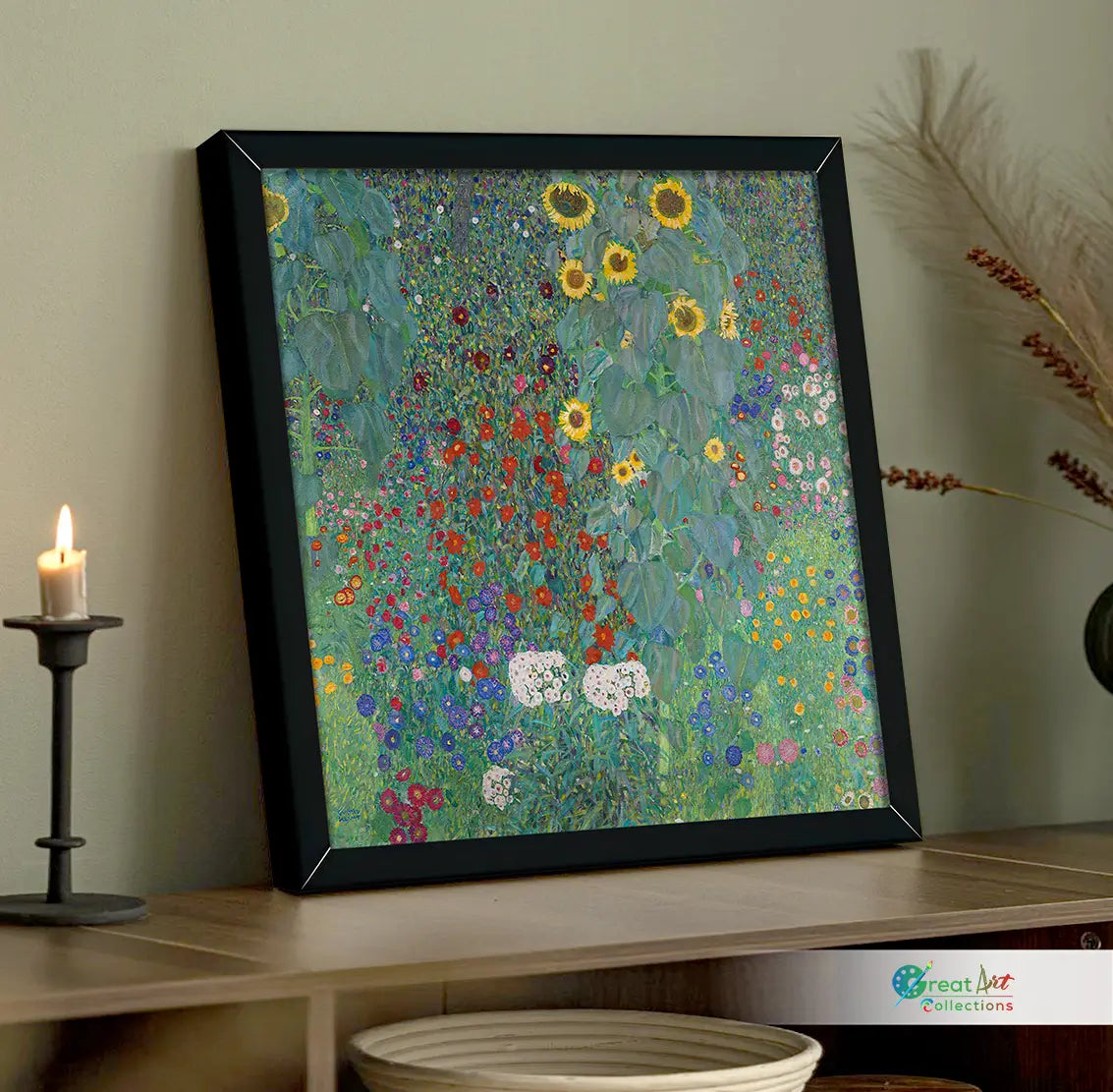 Cottage garden with sunflowers painting by Gustav Klimt artworks