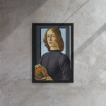 Young Man Holding a Roundel by Sandro Botticelli Framed