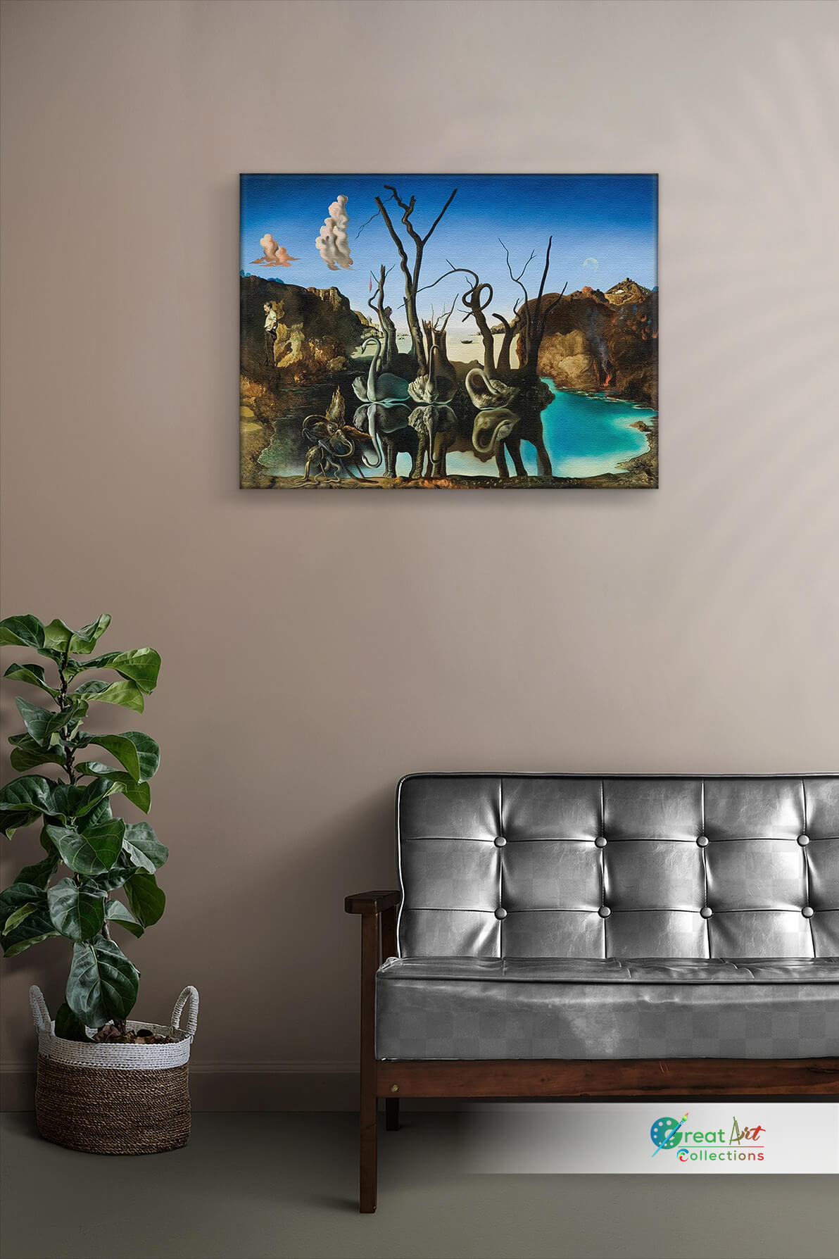 Swans Reflecting Elephants, Dali canvas