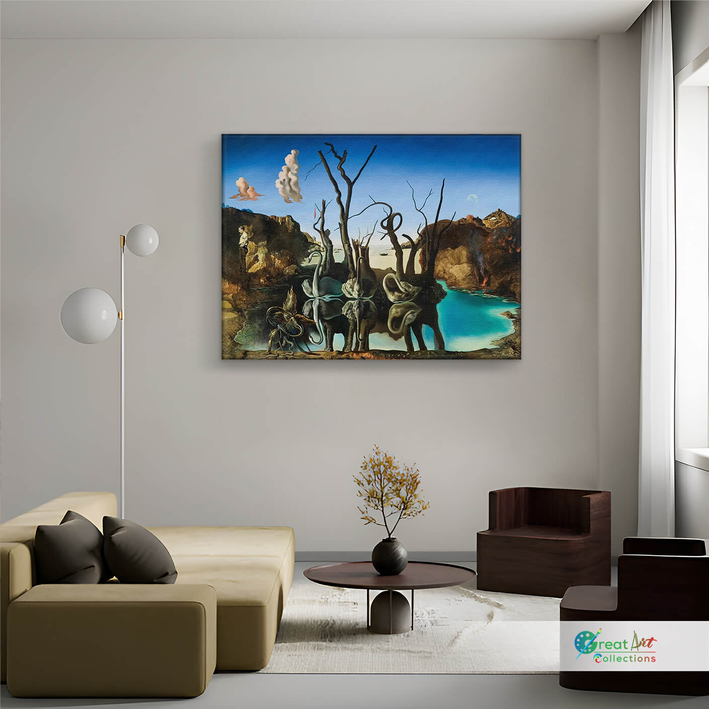 Swans Reflecting Elephants, Dali canvas
