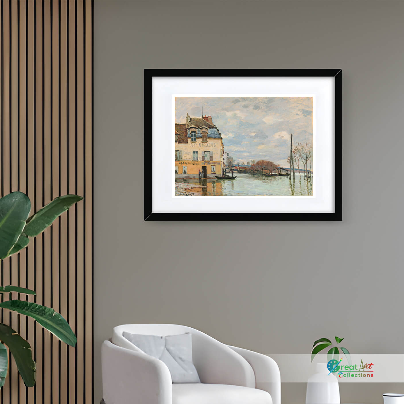 The Flood at Port-Marly by Alfred Sisley framed canvas art
