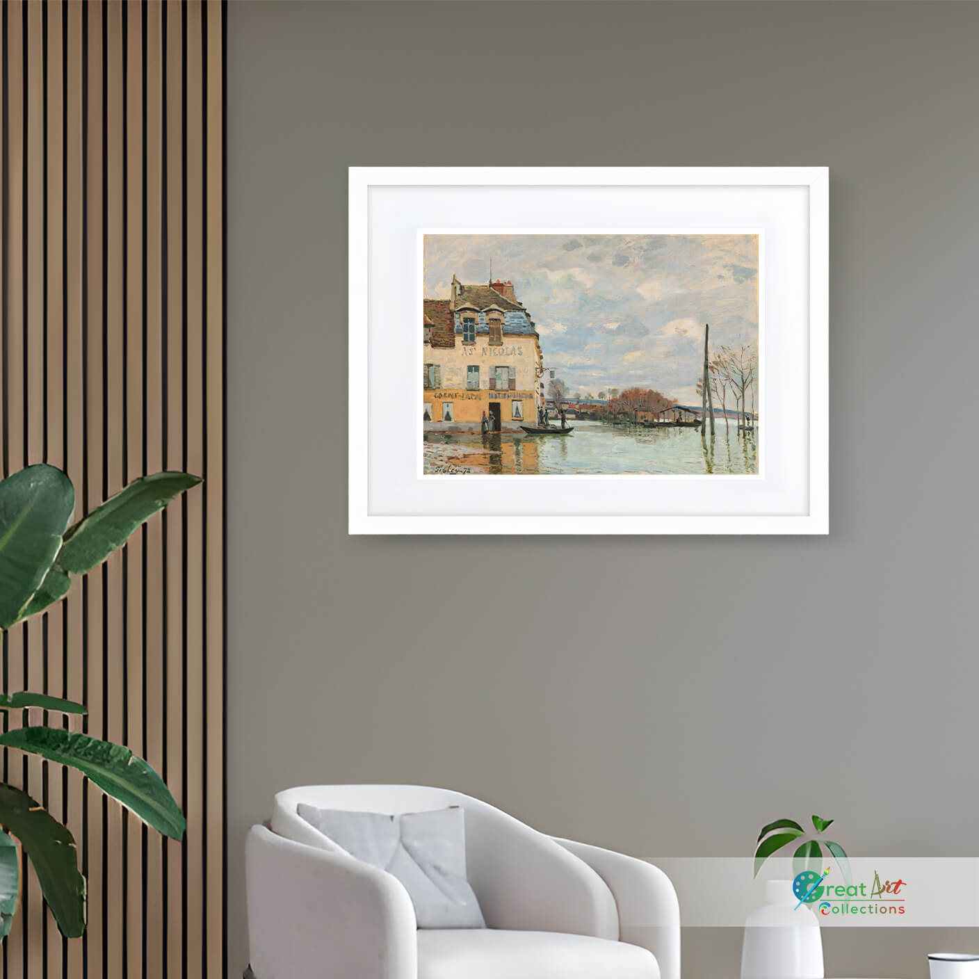 The Flood at Port-Marly by Alfred Sisley framed canvas art