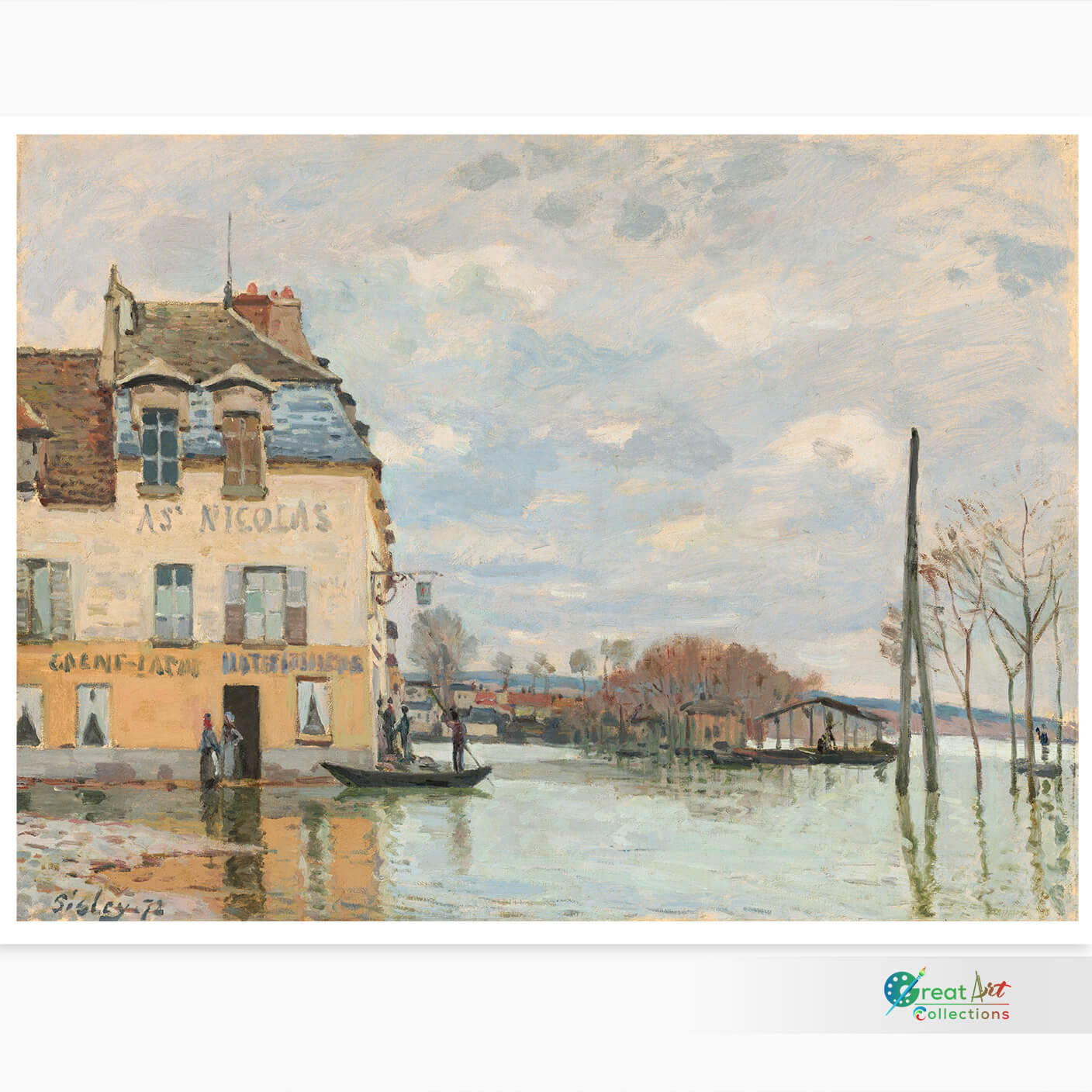 The Flood at Port-Marly by Alfred Sisley framed canvas art