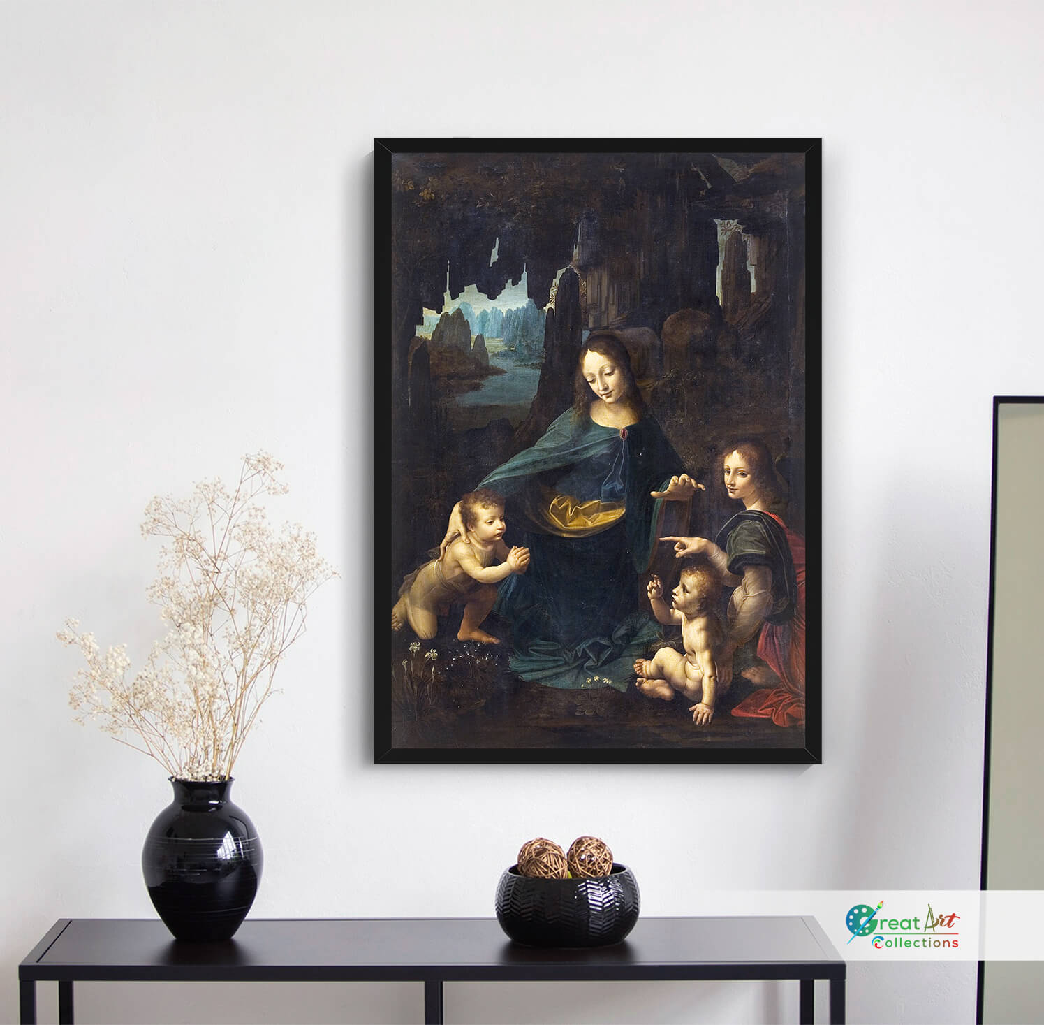 The Virgin of the Rocks framed canvas