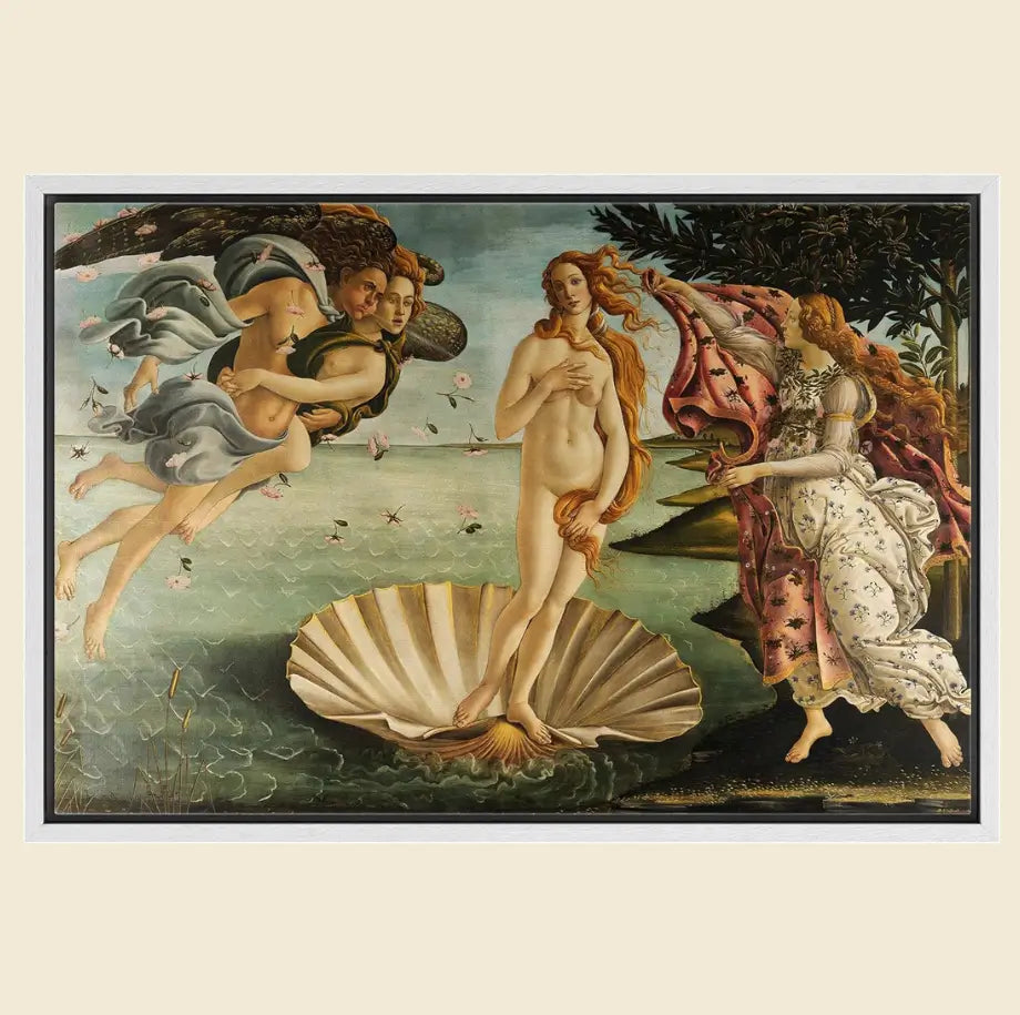 birth of venus painting, lady in a shell painting
