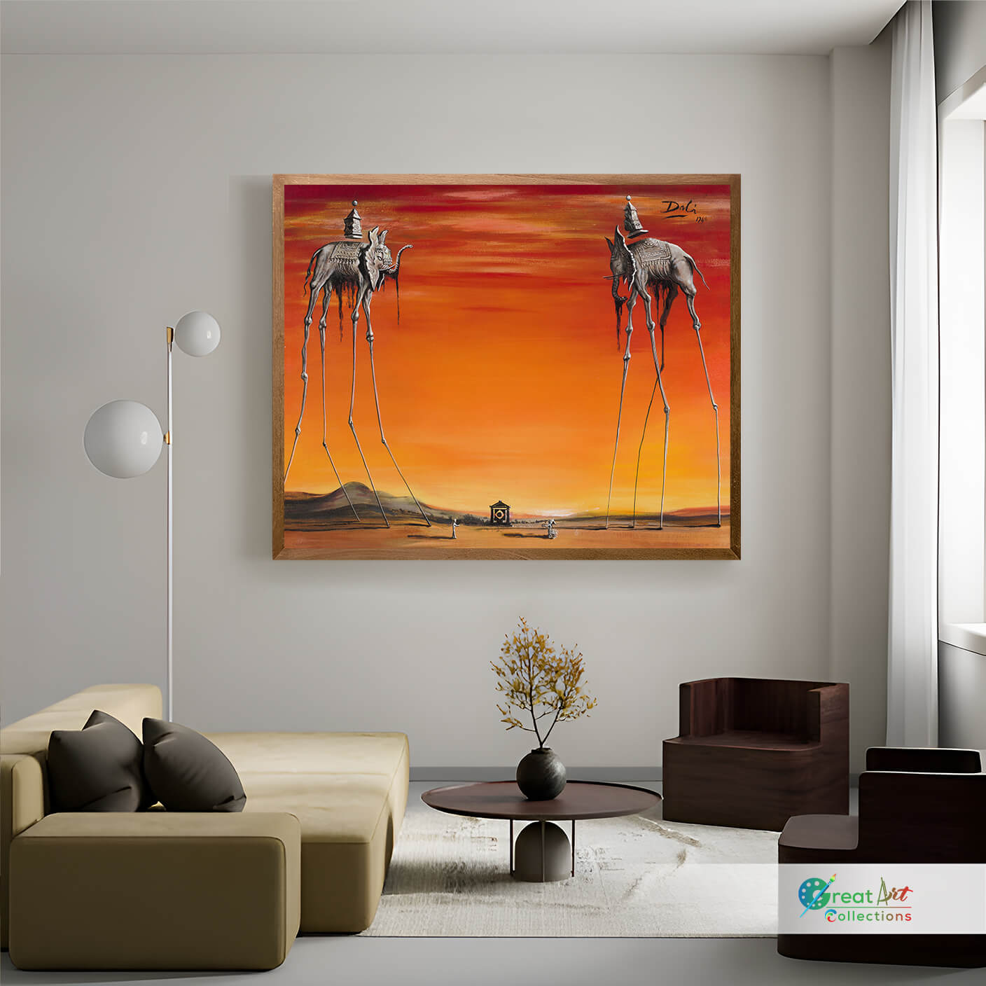 The Elephants by Salvador Dalí framed canvas wall art