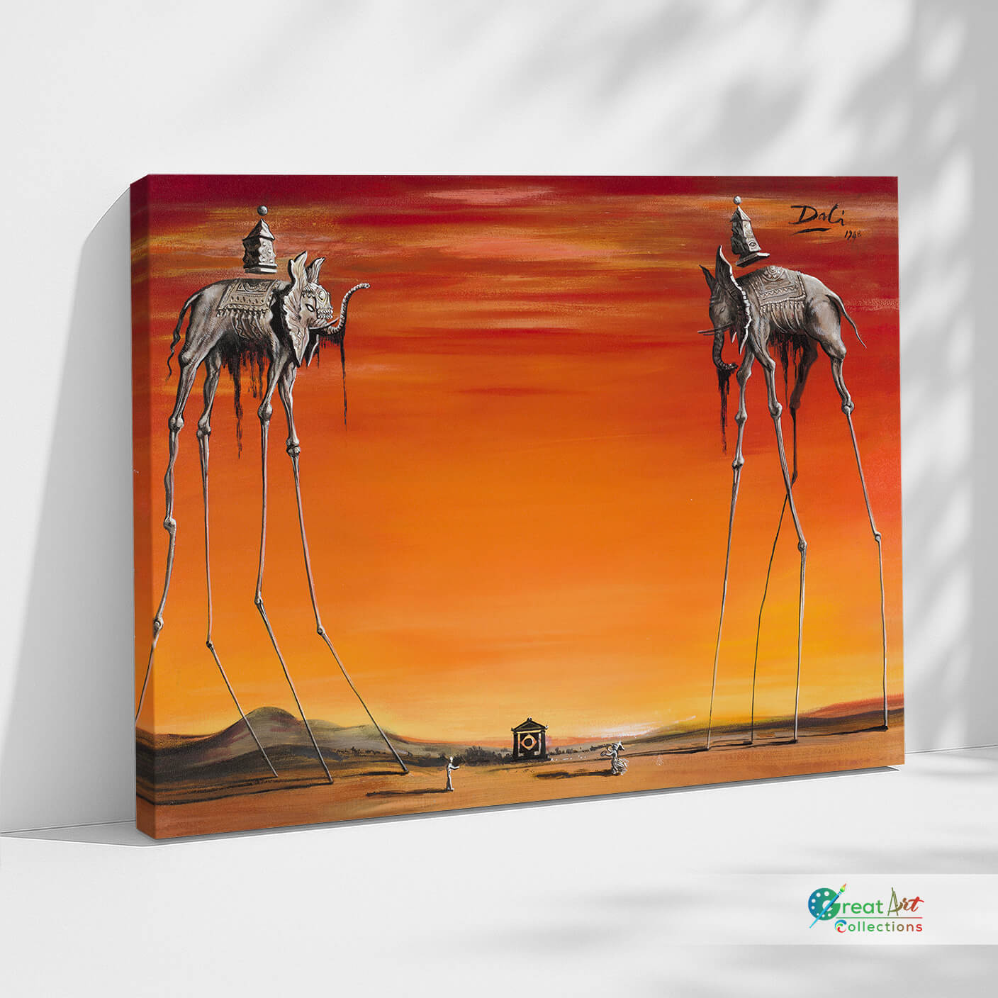 The Elephants by Salvador Dalí framed canvas wall art