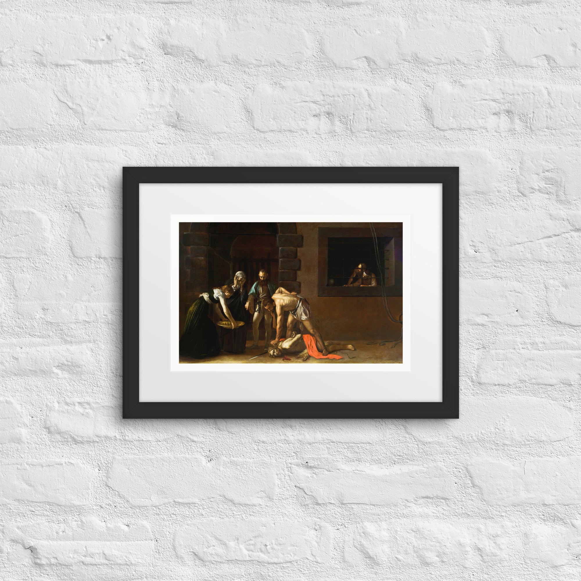 The beheading of St. John the Baptist by Caravaggio Framed Canvas Poster