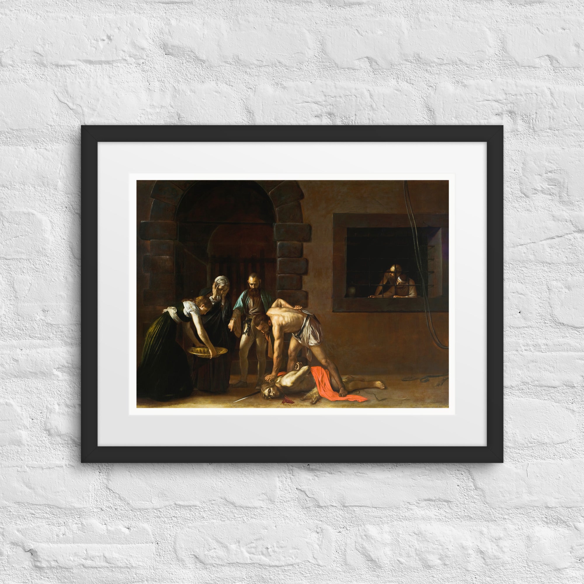 The beheading of St. John the Baptist by Caravaggio Framed Canvas Poster