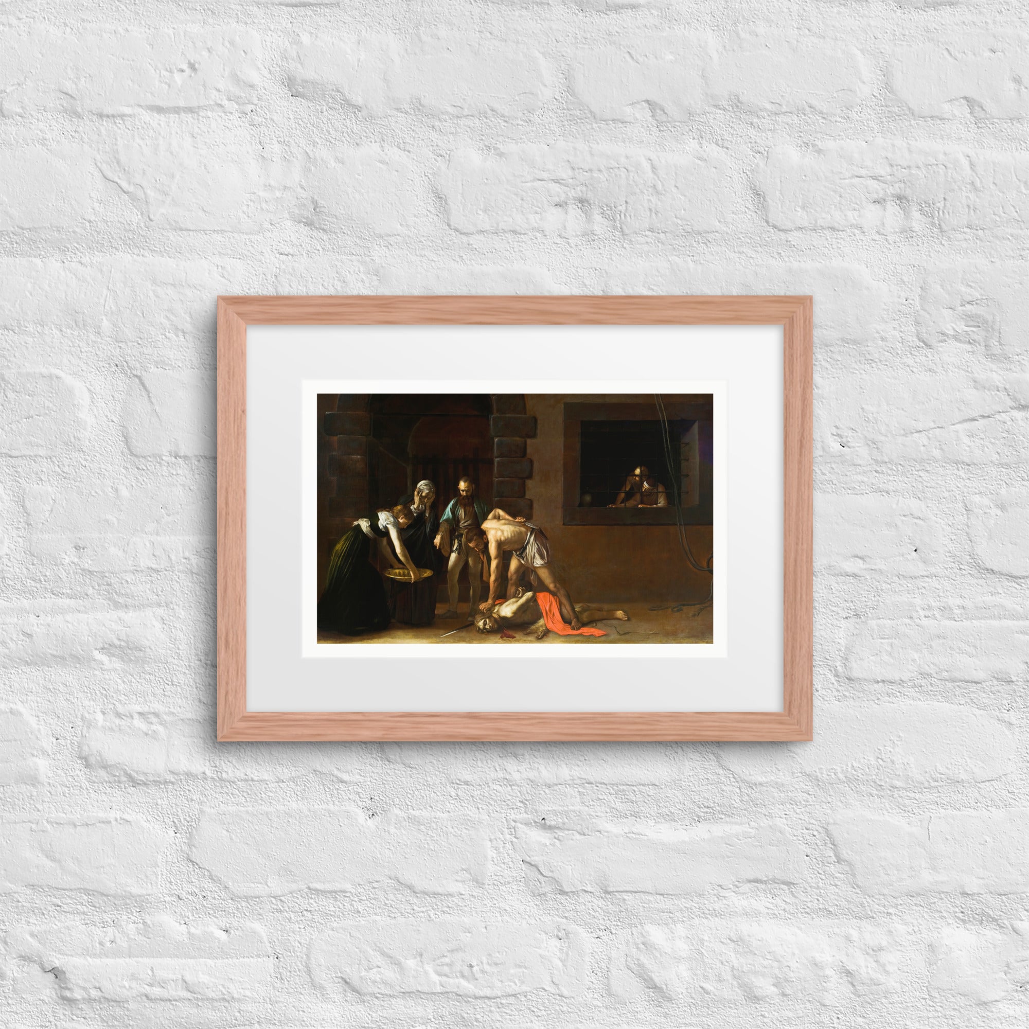 The beheading of St. John the Baptist by Caravaggio Framed Canvas Poster