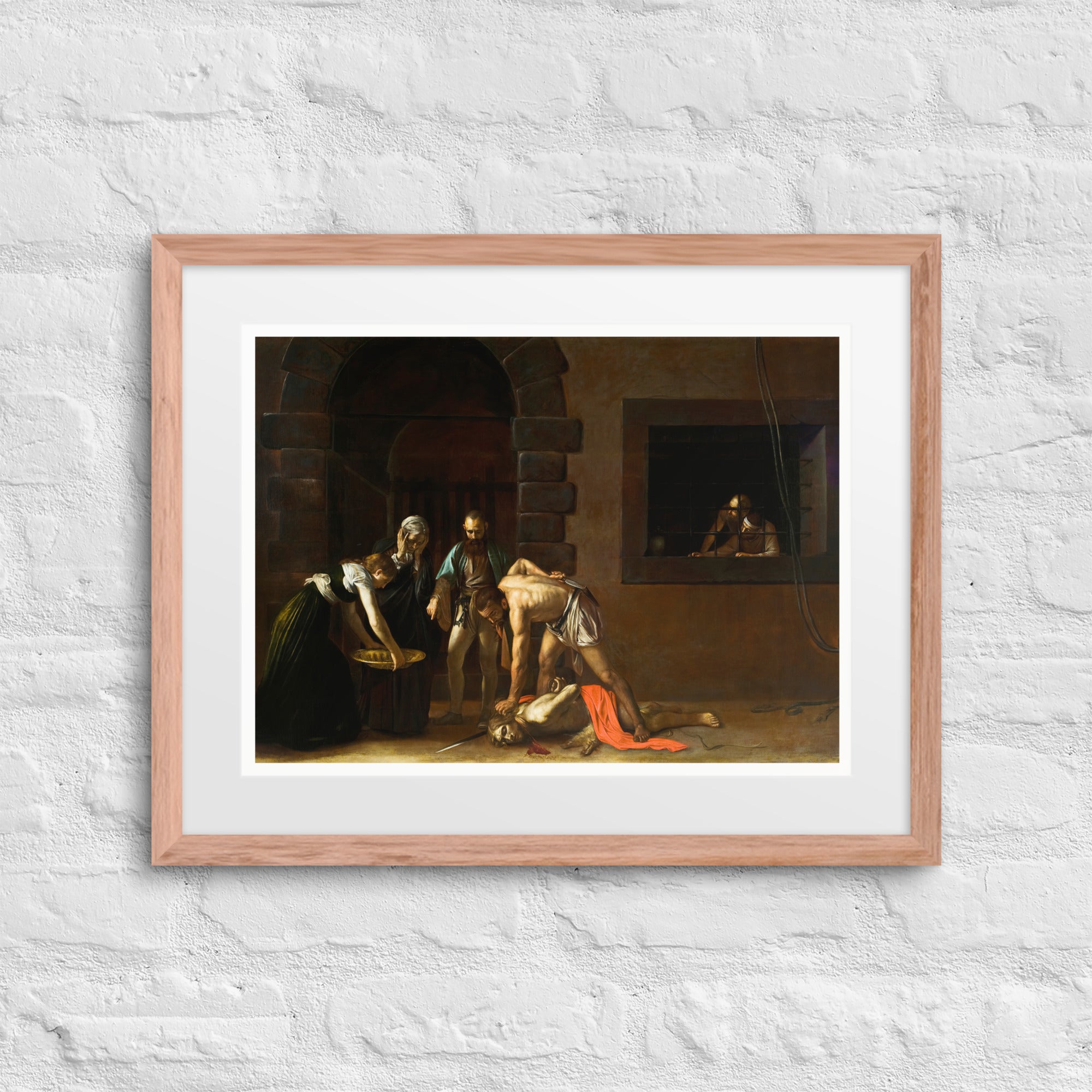 The beheading of St. John the Baptist by Caravaggio Framed Canvas Poster