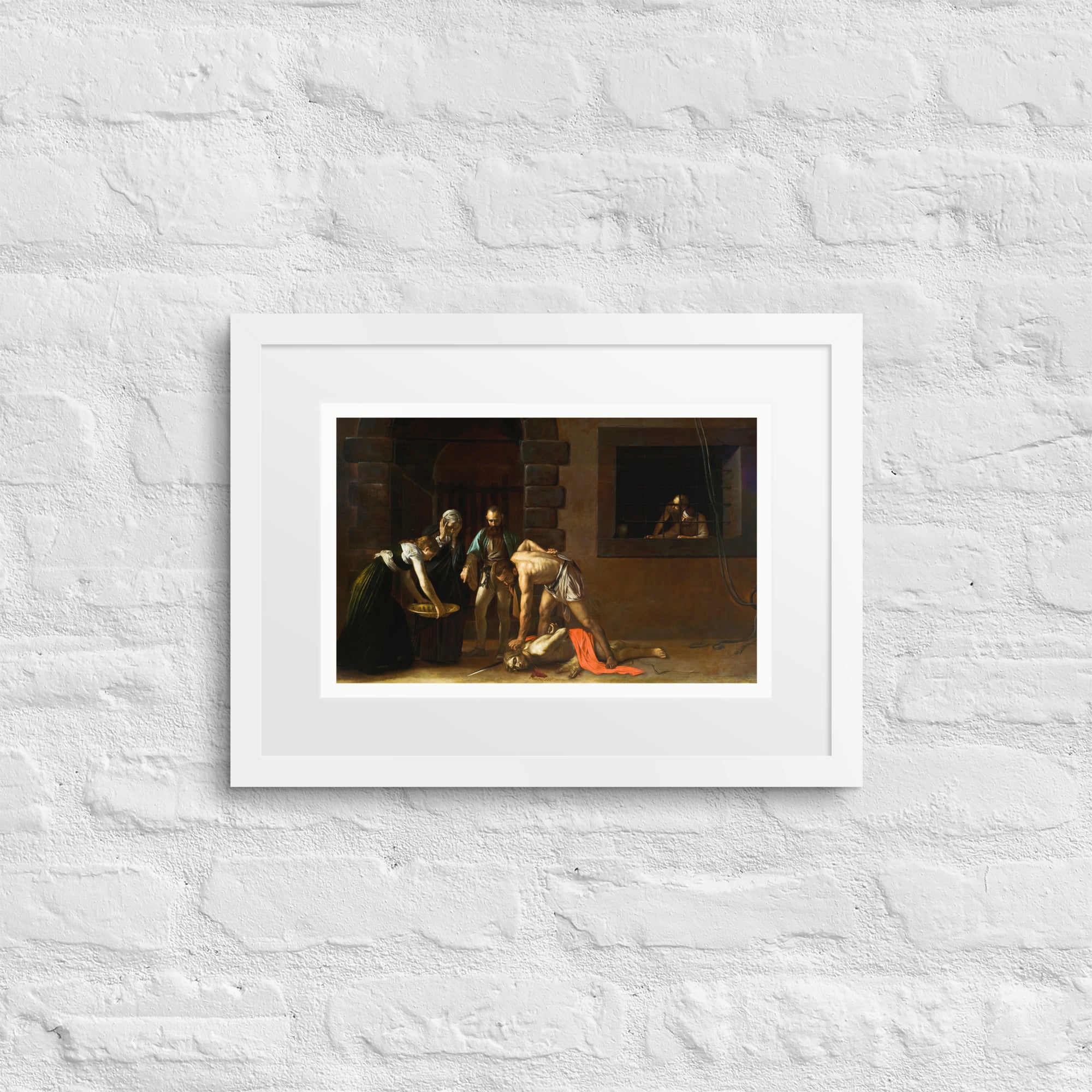 The beheading of St. John the Baptist by Caravaggio Framed Canvas Poster