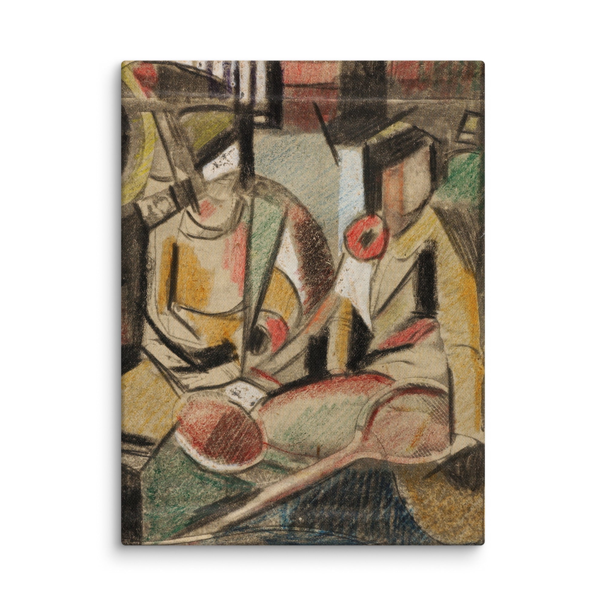 Abstract–Two Women with Tennis Racquets by Carl Newman Canvas Print