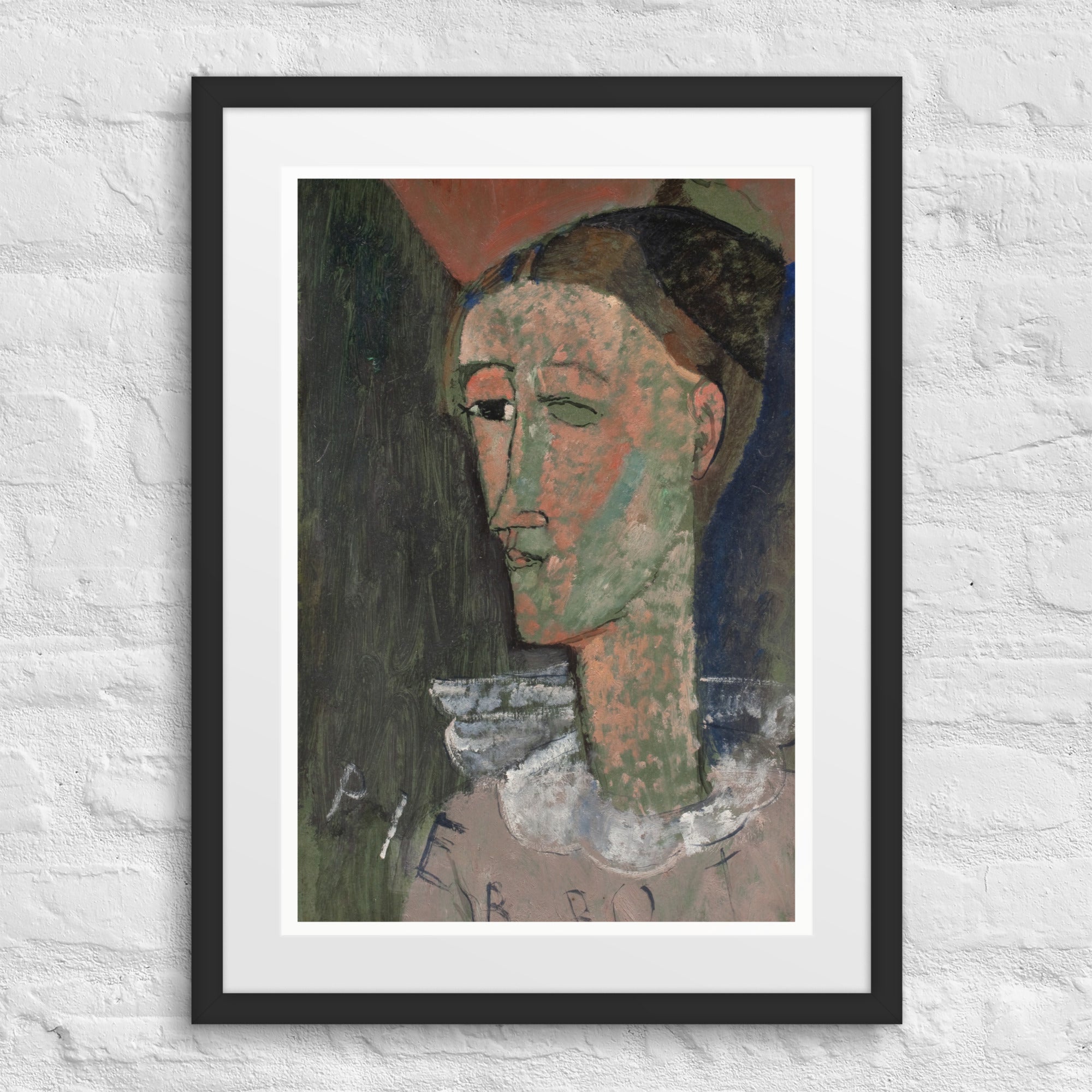 Self-Portrait as Pierrot by Amedeo Modigliani Canvas Print Framed