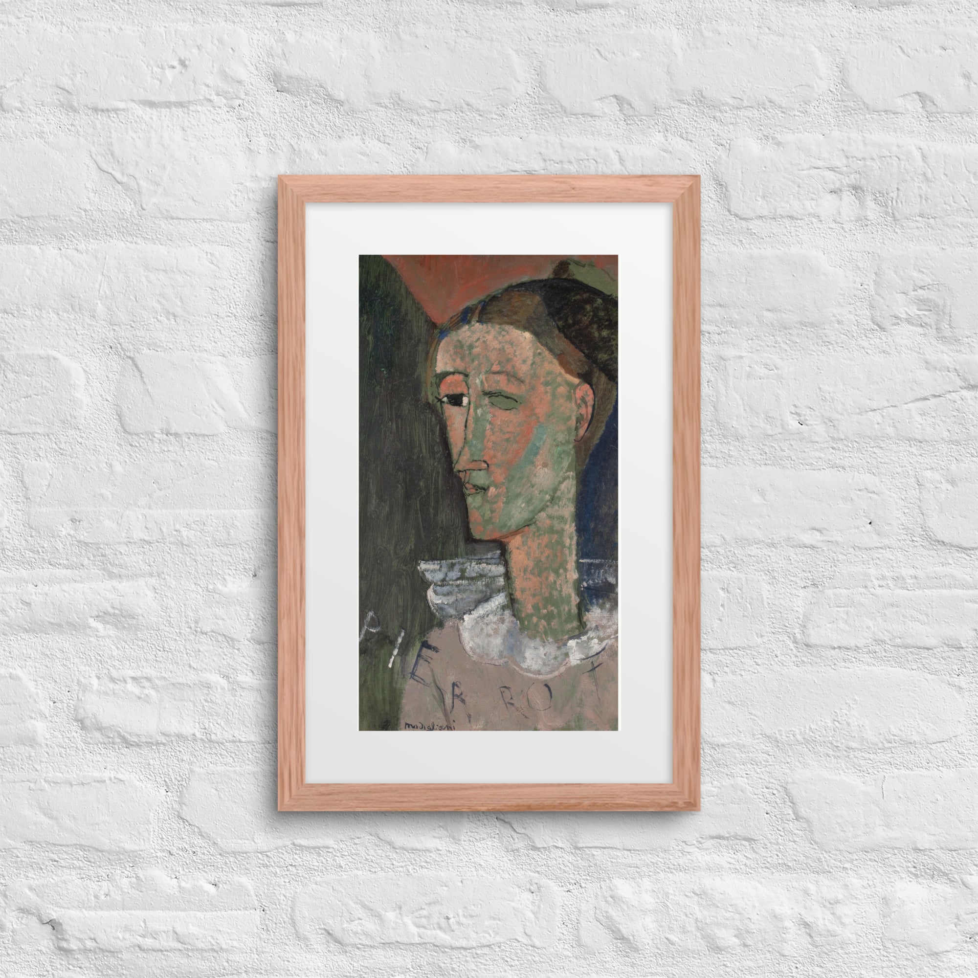 Self-Portrait as Pierrot by Amedeo Modigliani Canvas Print Framed