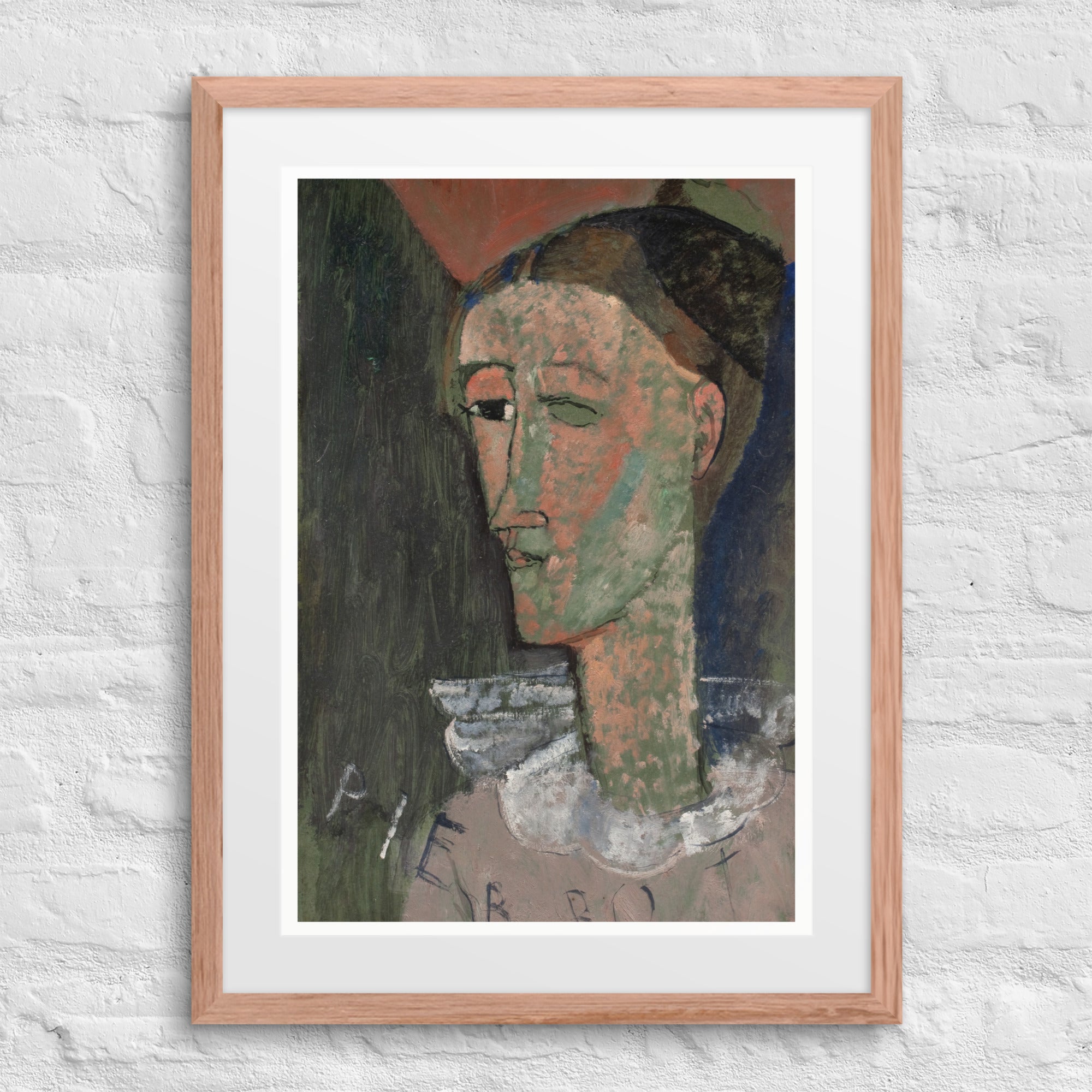 Self-Portrait as Pierrot by Amedeo Modigliani Canvas Print Framed