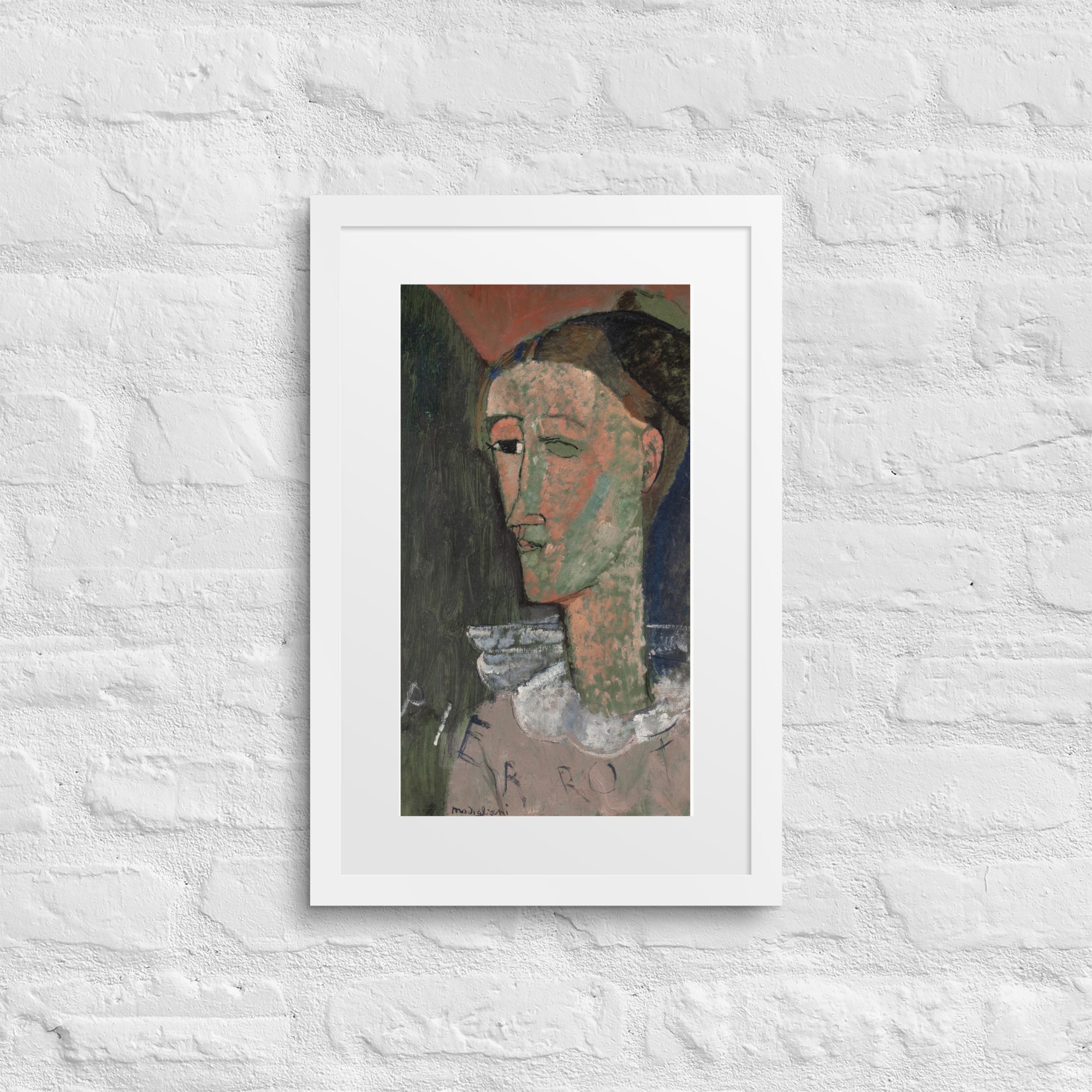 Self-Portrait as Pierrot by Amedeo Modigliani Canvas Print Framed