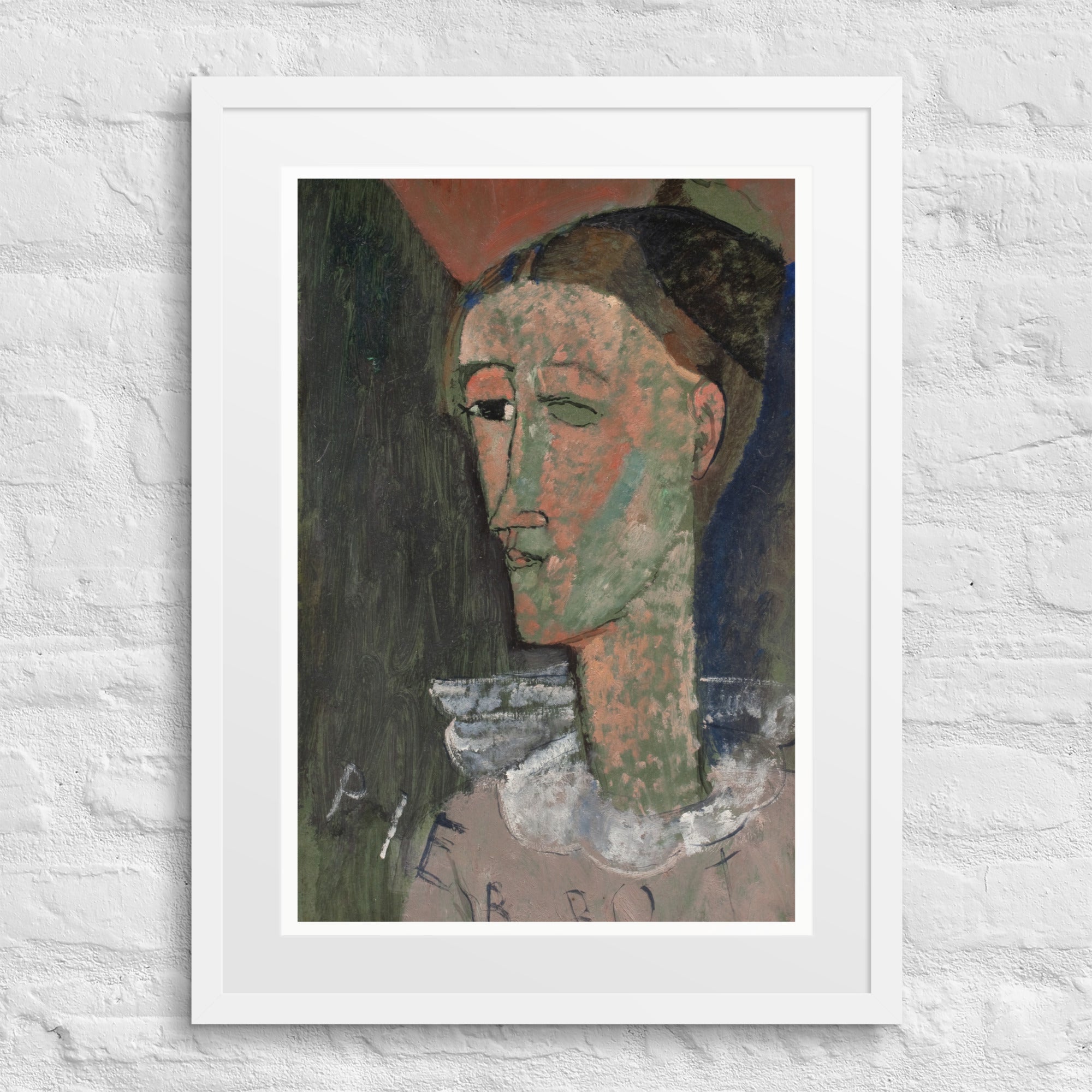 Self-Portrait as Pierrot by Amedeo Modigliani Canvas Print Framed